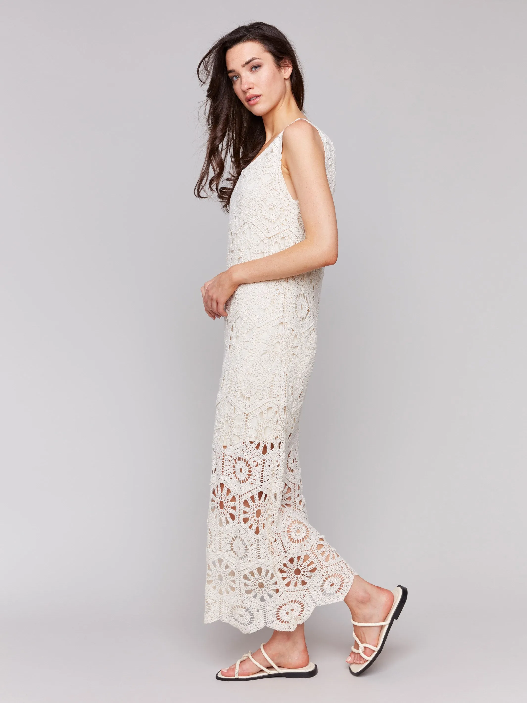 Cotton Crochet Sleeveless Maxi Dress - Natural sold by Charlie B product image thumbnail 3