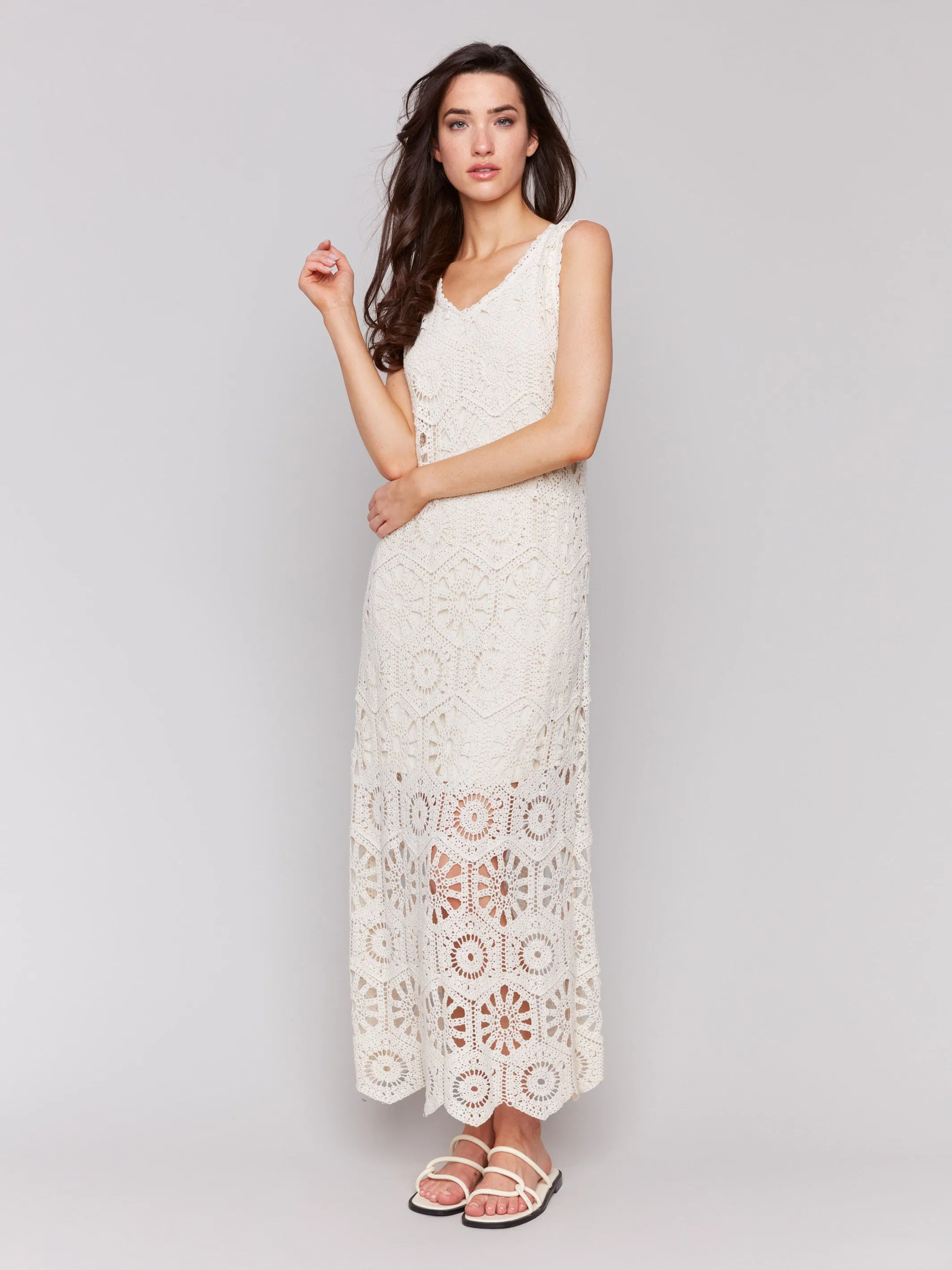 Cotton Crochet Sleeveless Maxi Dress - Natural sold by Charlie B product image thumbnail 2