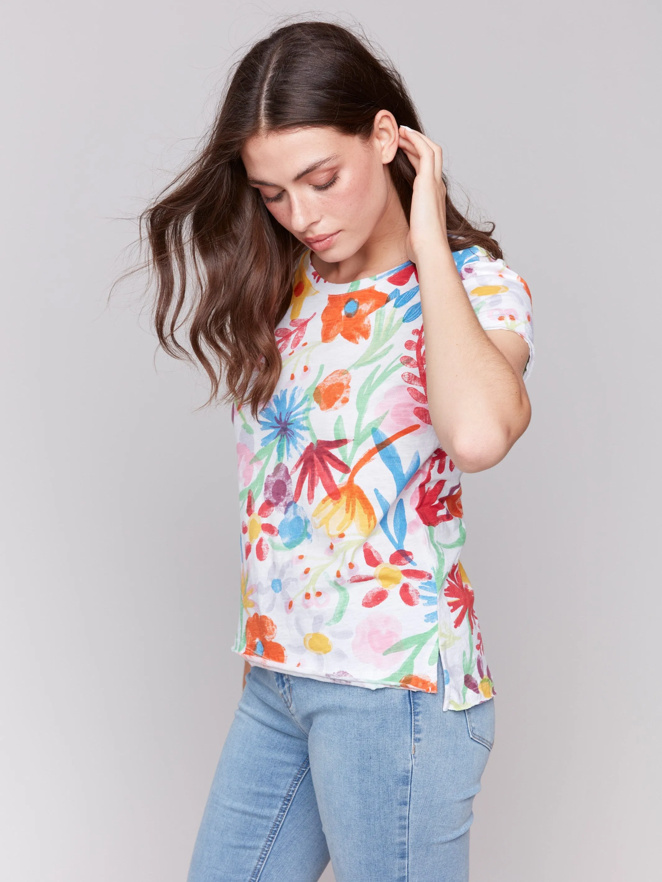 Printed Organic Cotton Slub T-Shirt - Wildflowers sold by Charlie B product image thumbnail 2