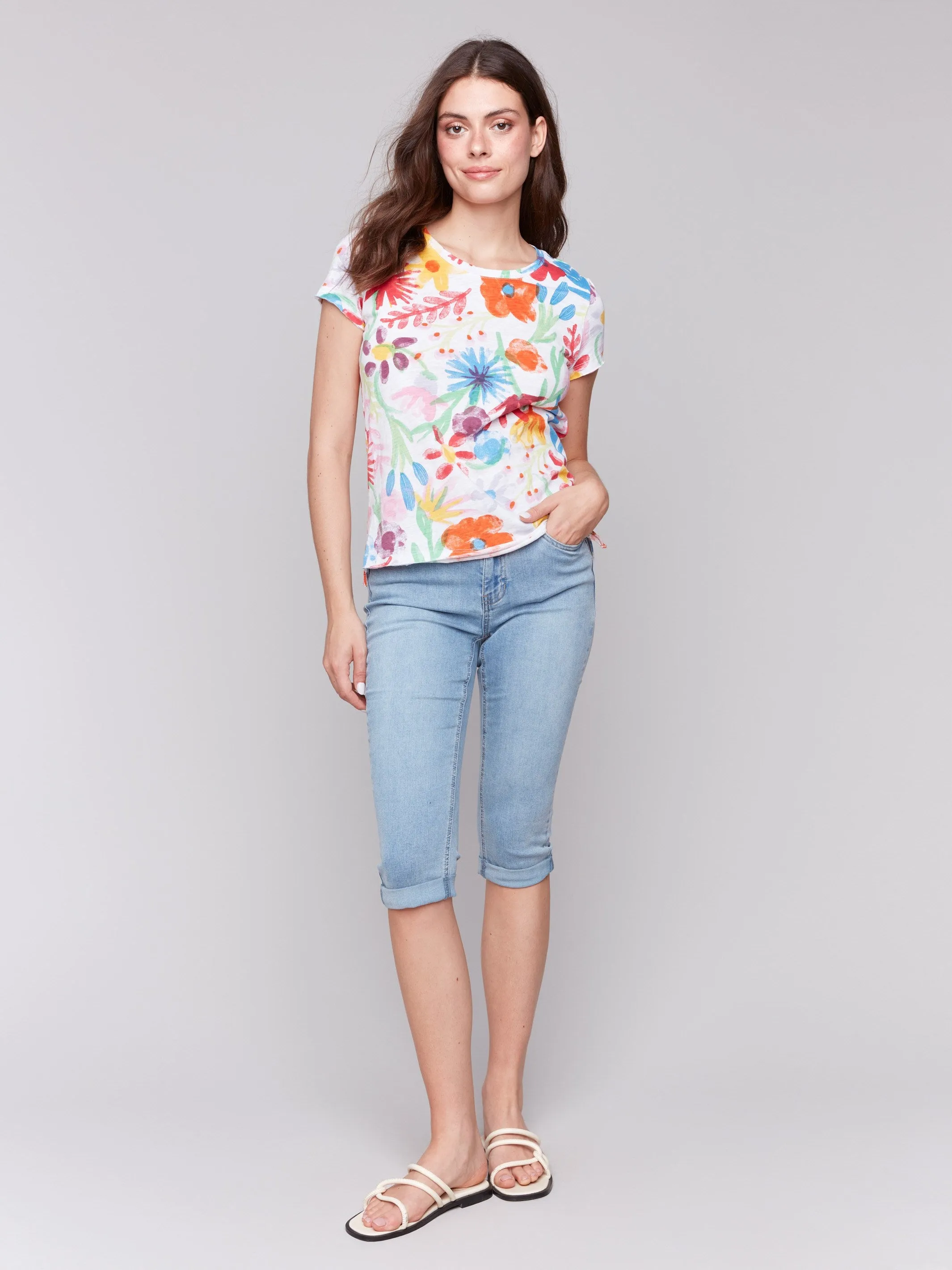 Printed Organic Cotton Slub T-Shirt - Wildflowers sold by Charlie B product image thumbnail 3
