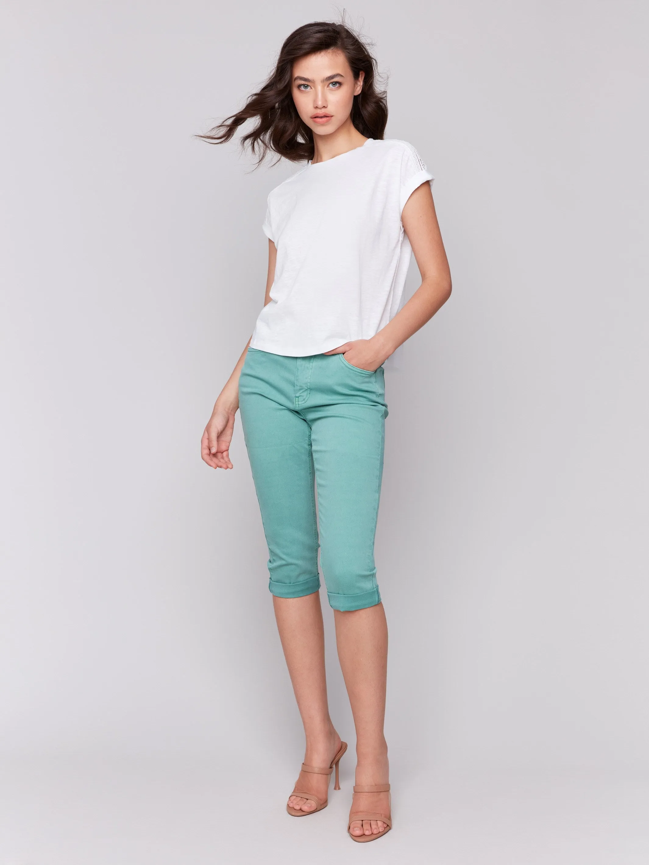 Drop Shoulder T-Shirt with Lace Detail - White sold by Charlie B product image thumbnail 3