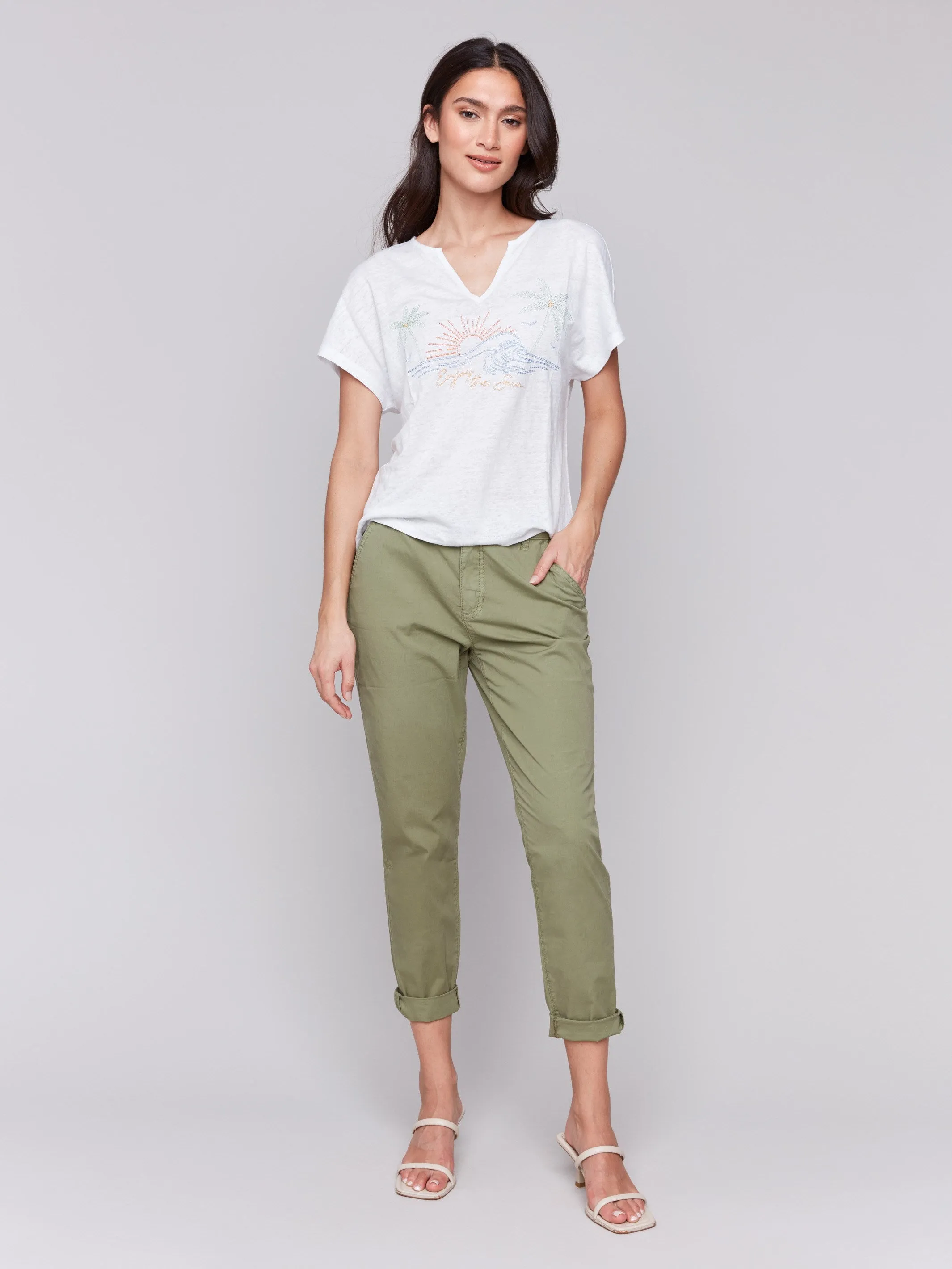 Embroidered Short Sleeve Dolman Top - White sold by Charlie B product image thumbnail 2