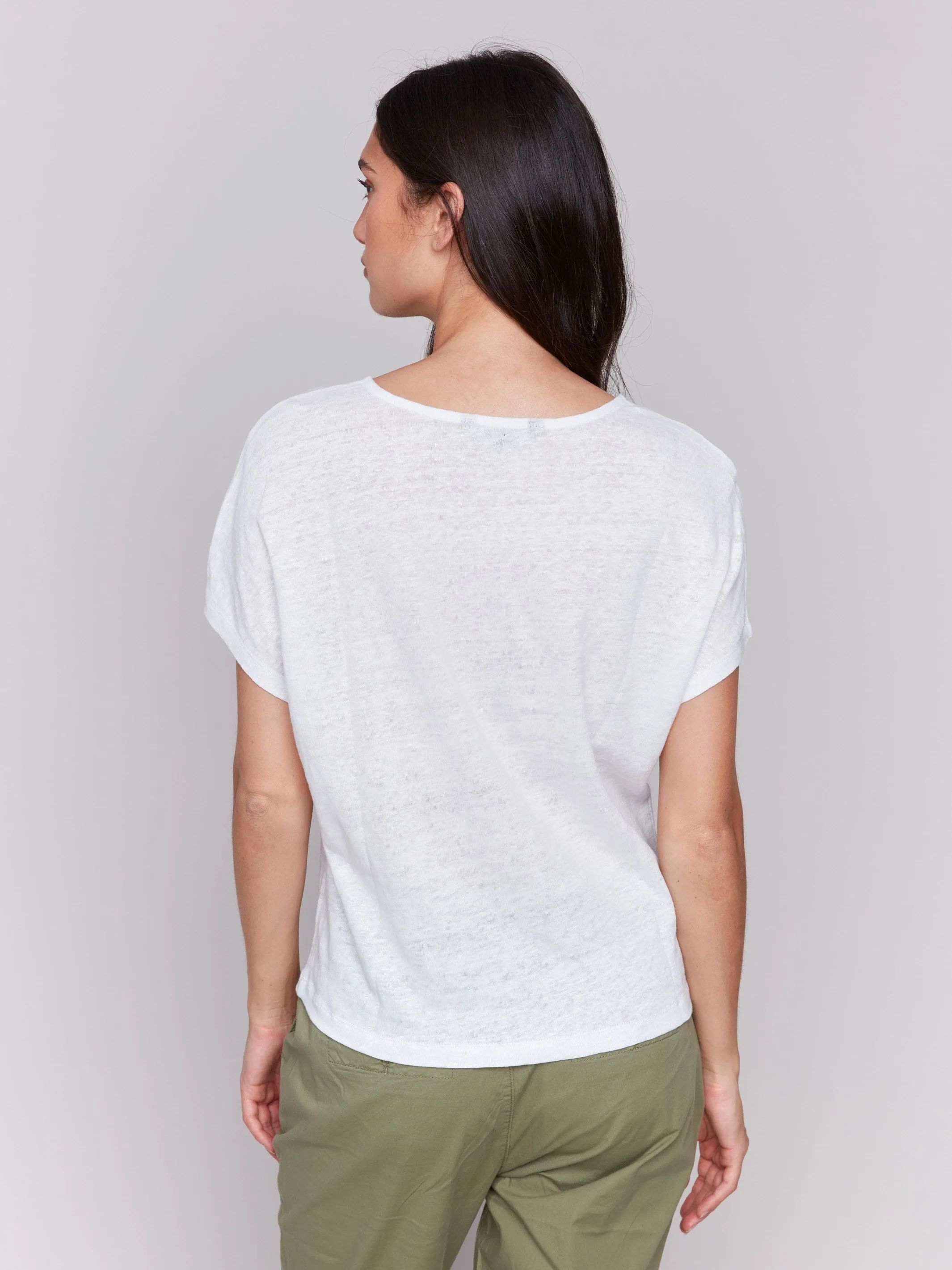 Embroidered Short Sleeve Dolman Top - White sold by Charlie B product image thumbnail 3