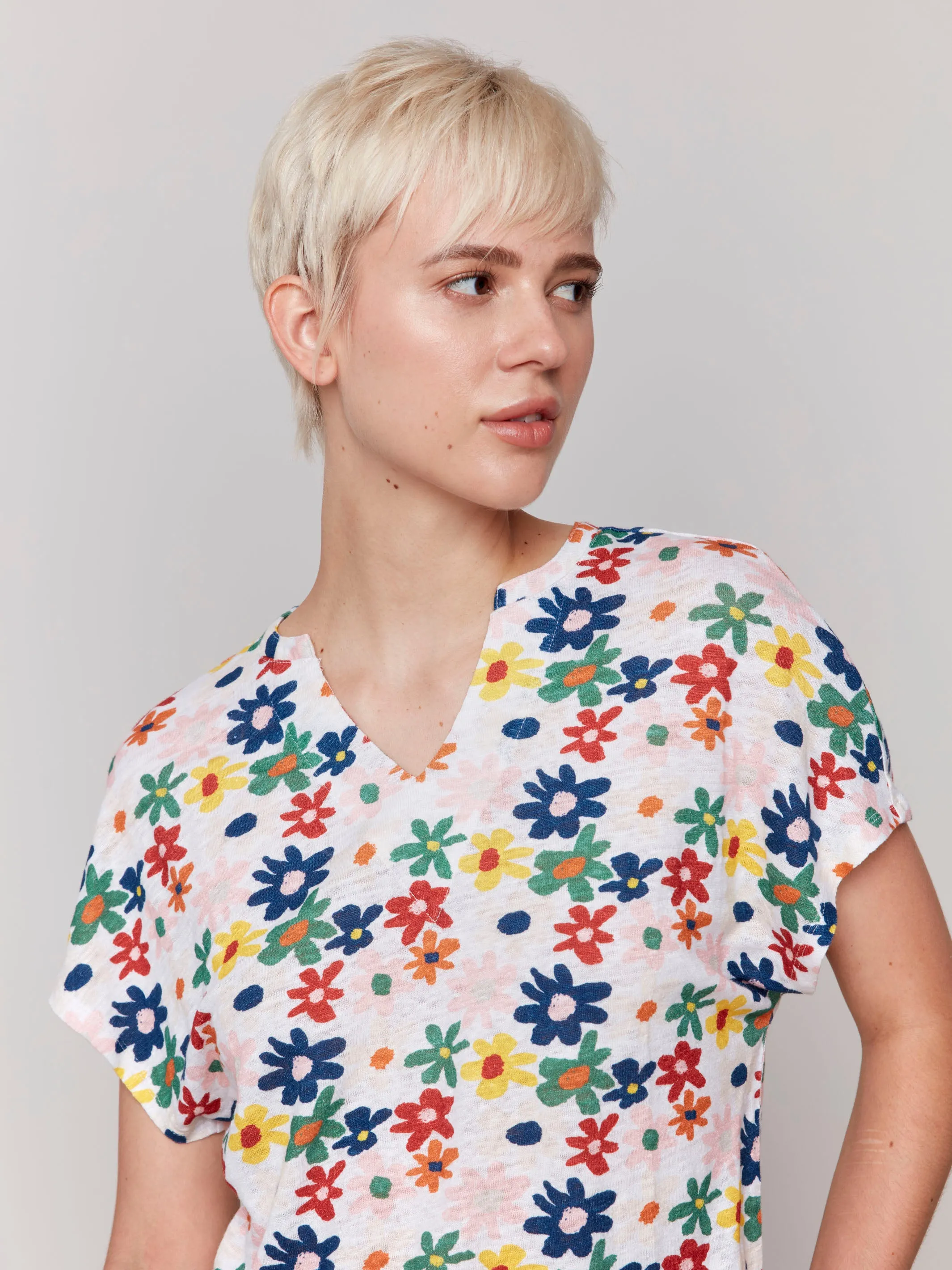 Printed Short Sleeve Dolman Top - Daisies sold by Charlie B product image thumbnail 2