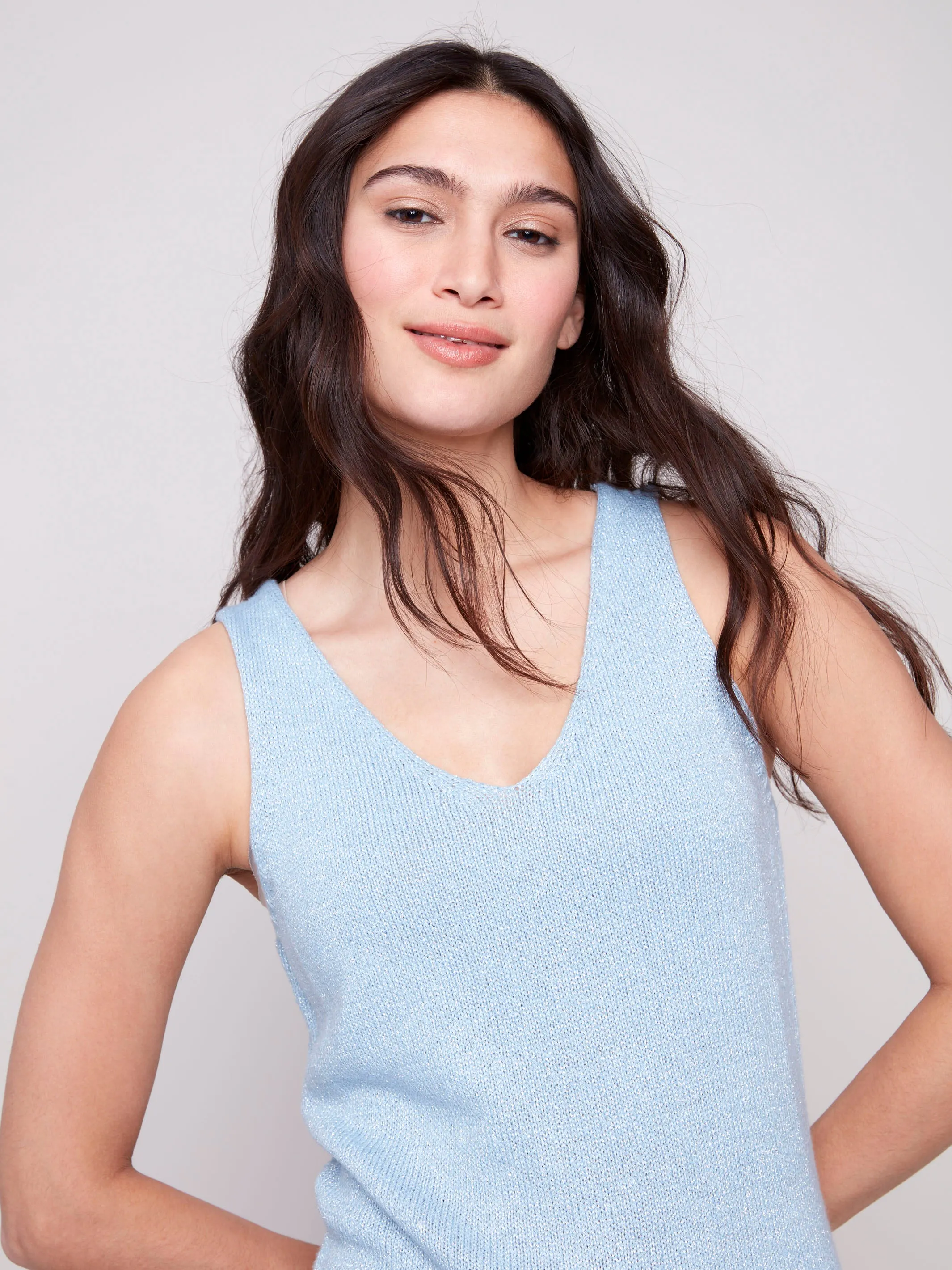 Metallic Lurex Knit Cami - Bluebell sold by Charlie B product image thumbnail 2