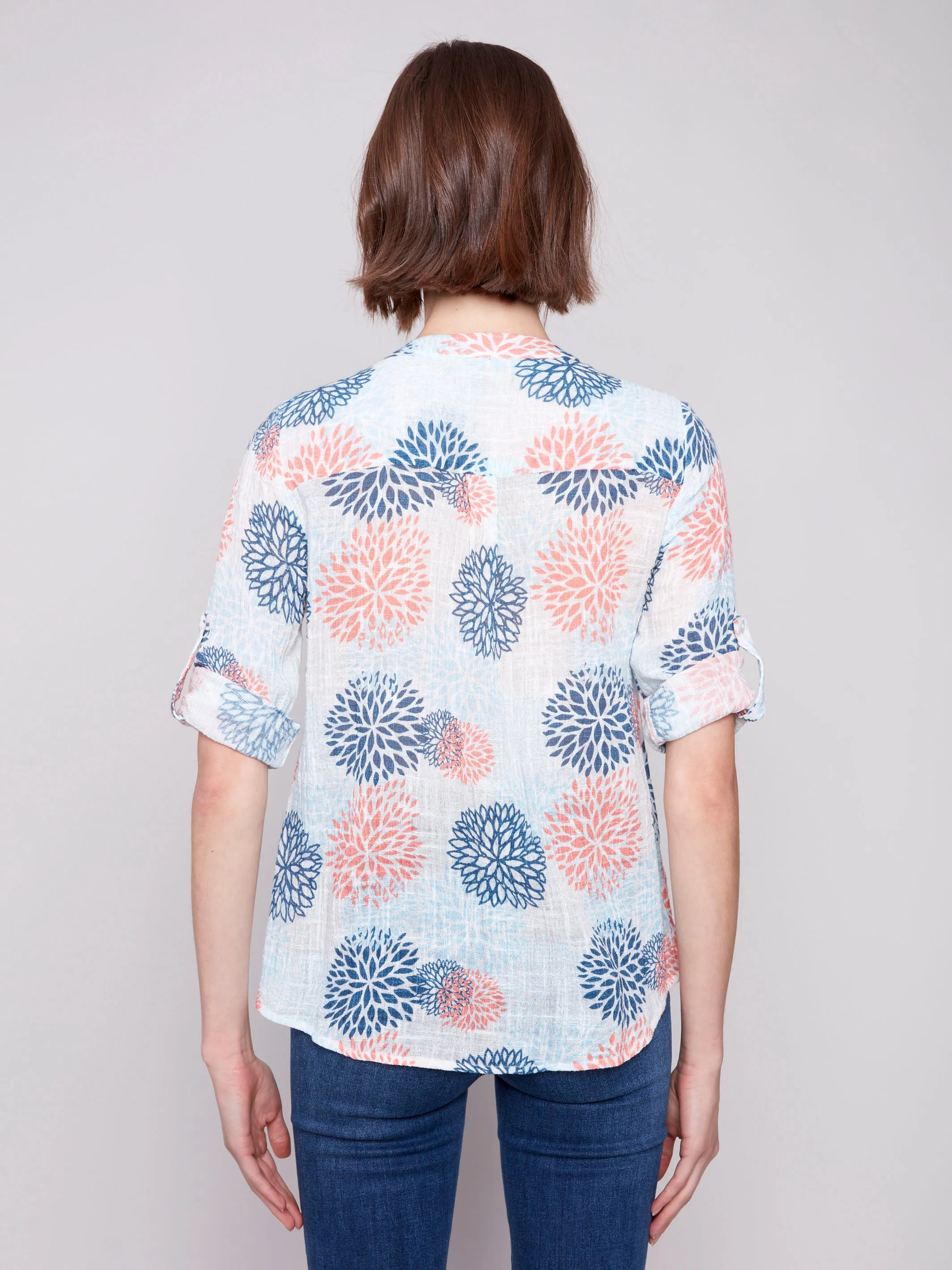 Printed Cotton Gauze Half-Button Blouse - Jasmine sold by Charlie B product image thumbnail 4
