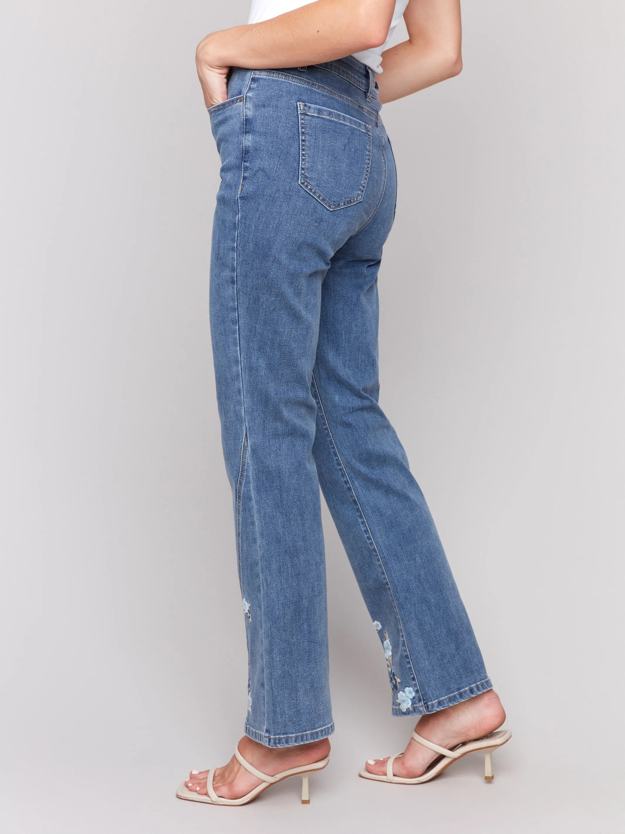 Floral Embroidered Bootcut Jeans - Medium Blue sold by Charlie B product image thumbnail 3