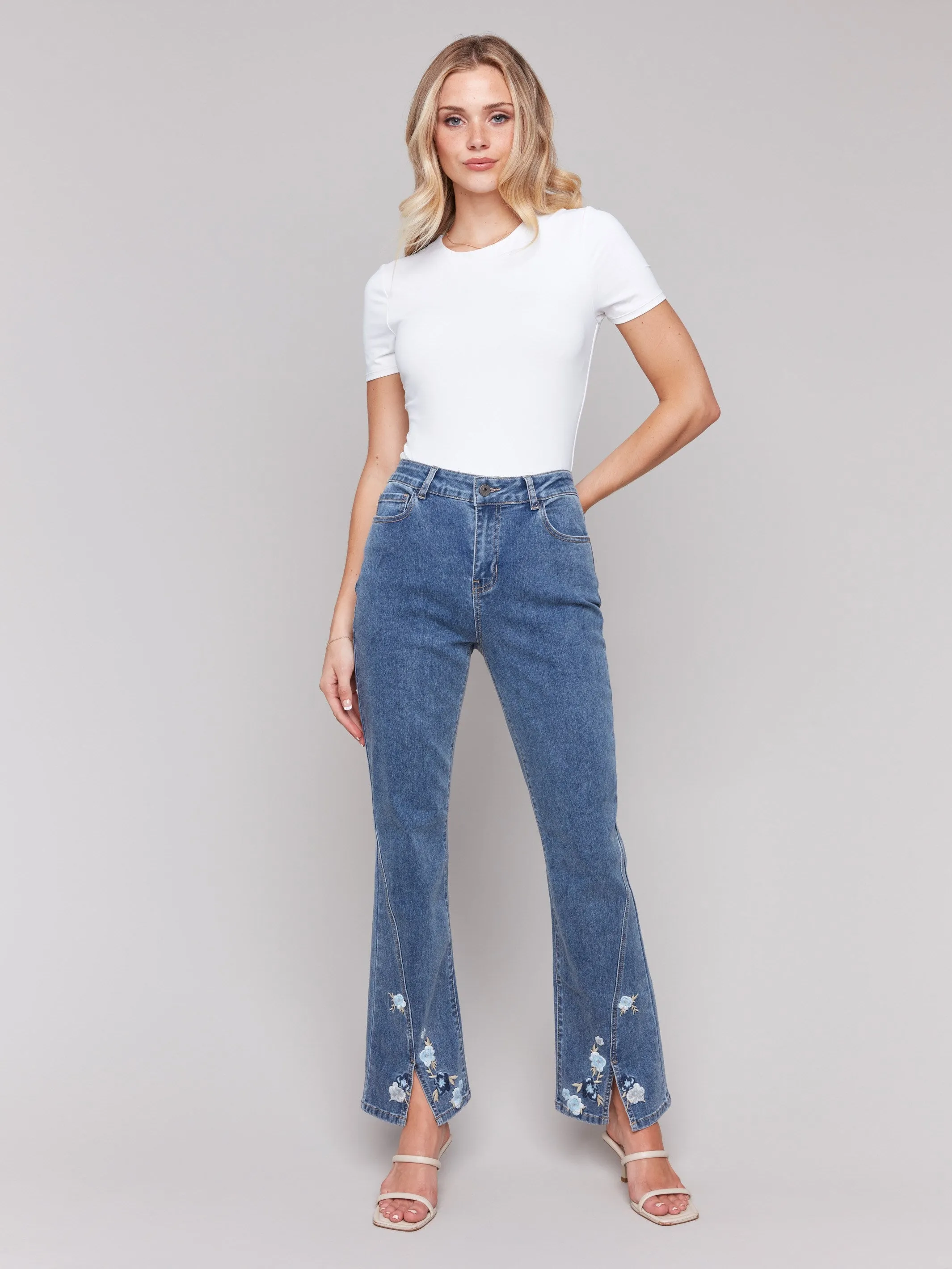 Floral Embroidered Bootcut Jeans - Medium Blue sold by Charlie B product image thumbnail 5