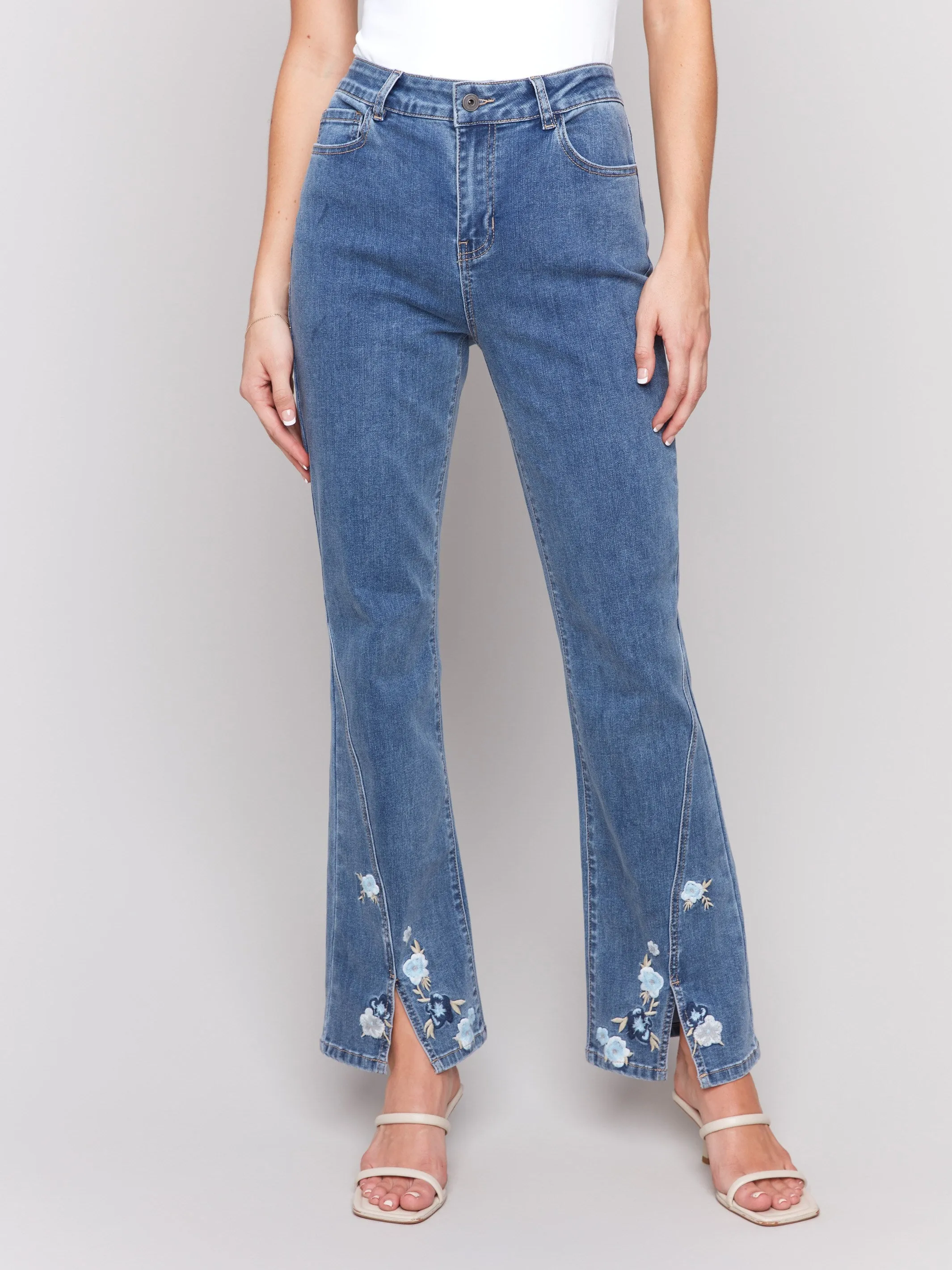 Floral Embroidered Bootcut Jeans - Medium Blue sold by Charlie B product image thumbnail 2