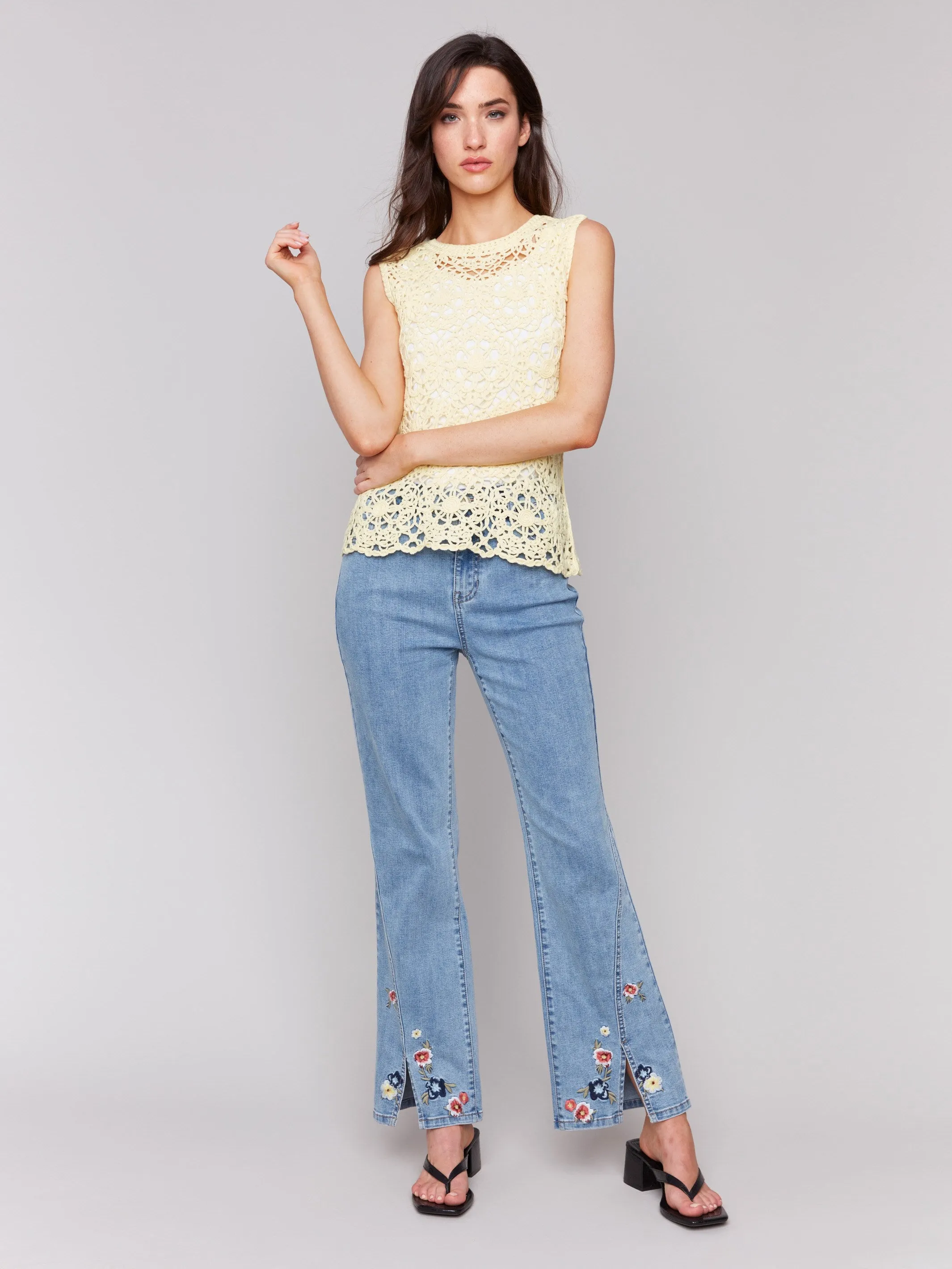 Floral Embroidered Bootcut Jeans - Light Blue sold by Charlie B product image thumbnail 5
