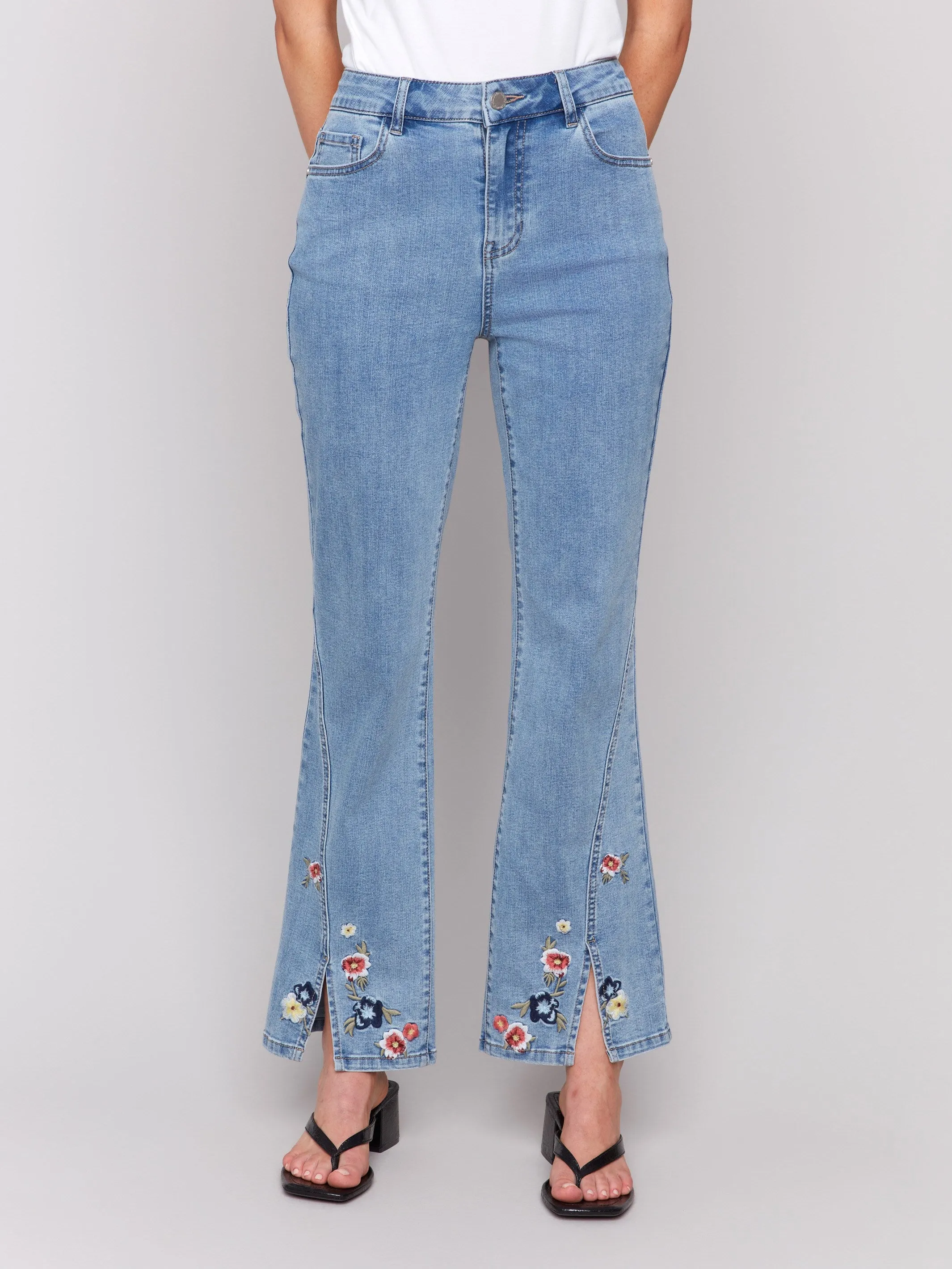Floral Embroidered Bootcut Jeans - Light Blue sold by Charlie B product image thumbnail 2
