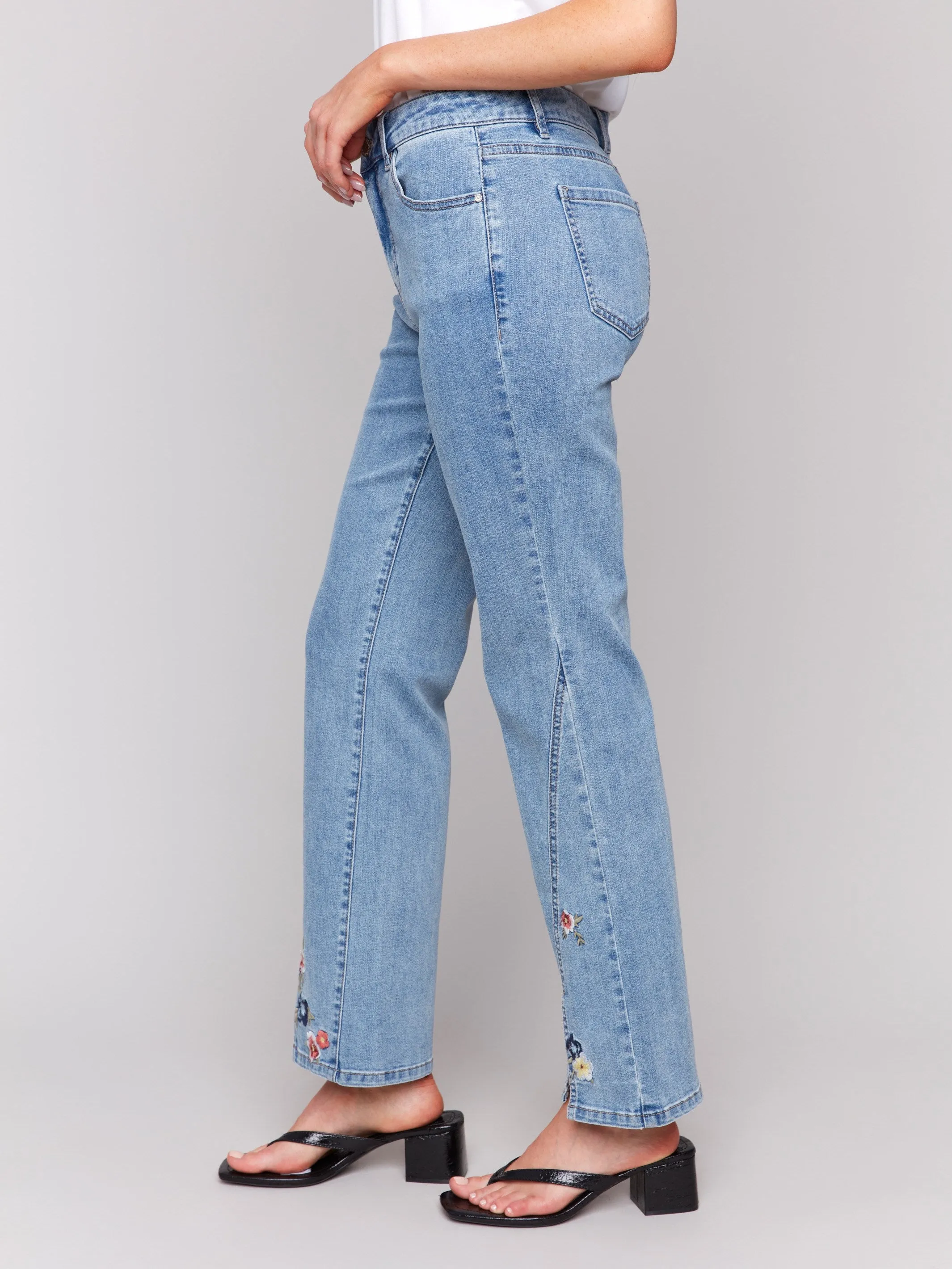 Floral Embroidered Bootcut Jeans - Light Blue sold by Charlie B product image thumbnail 3