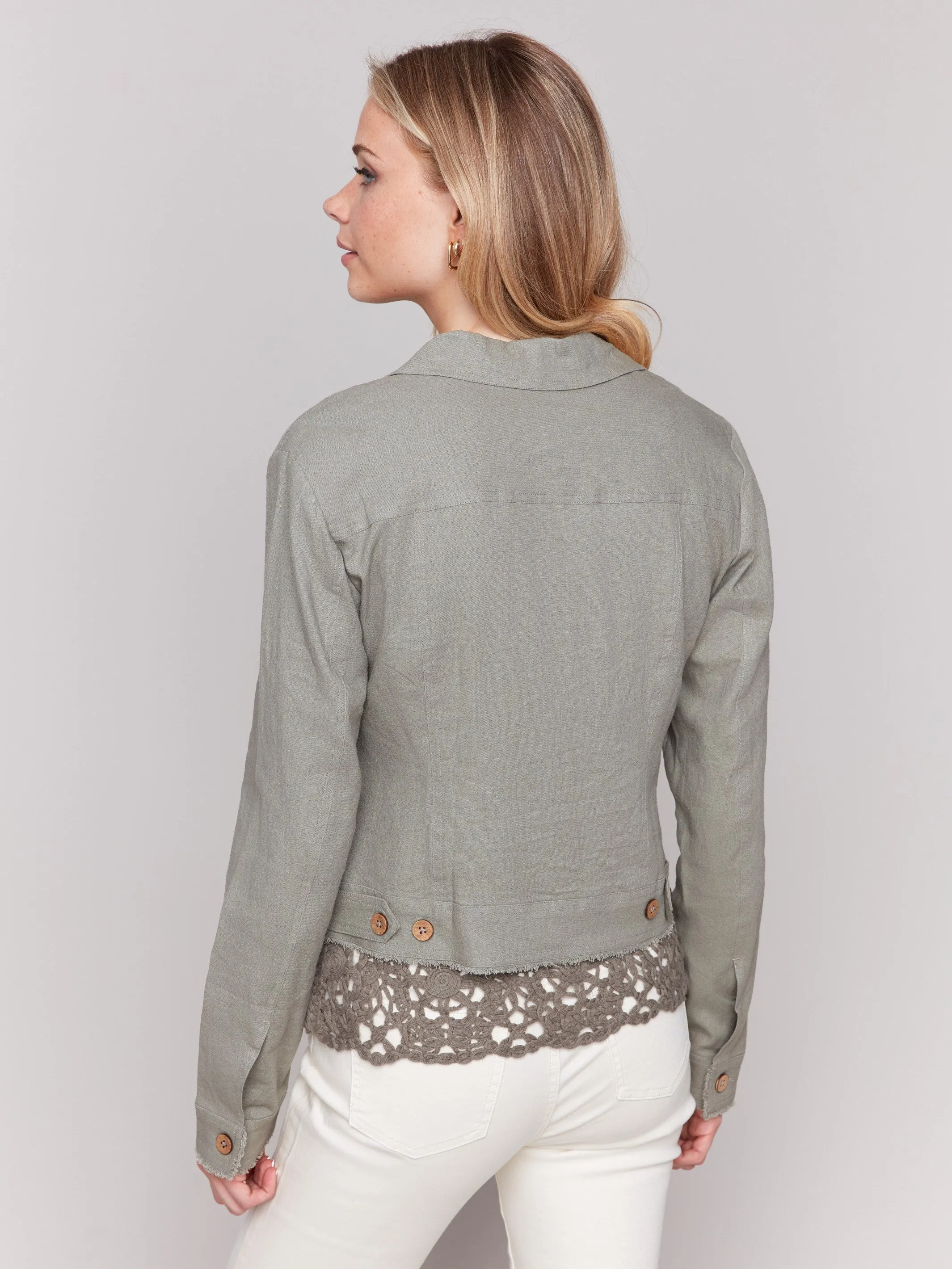 Linen Blend Jacket - Celadon sold by Charlie B product image thumbnail 3