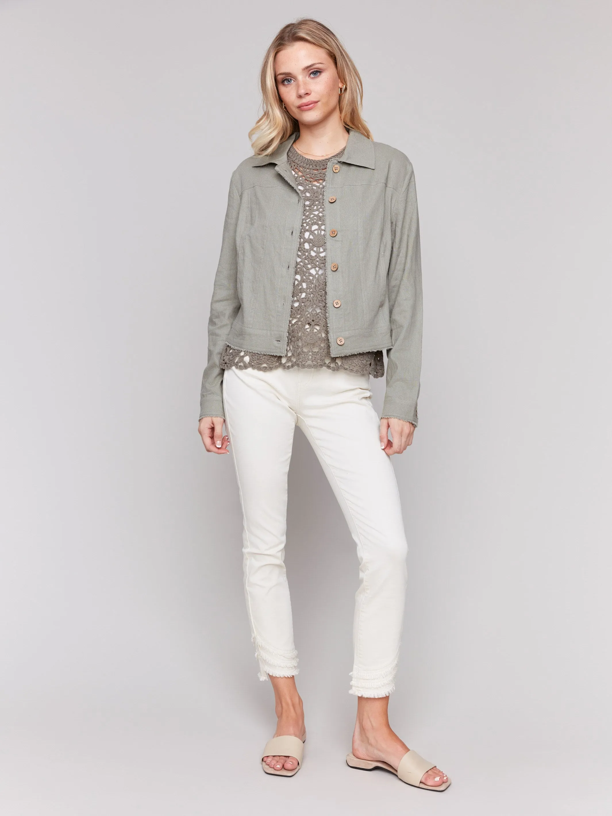 Linen Blend Jacket - Celadon sold by Charlie B product image thumbnail 2