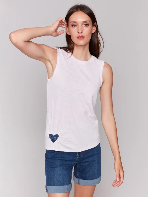 Organic Cotton Tank with Heart Cut-Out - Petal sold by Charlie B