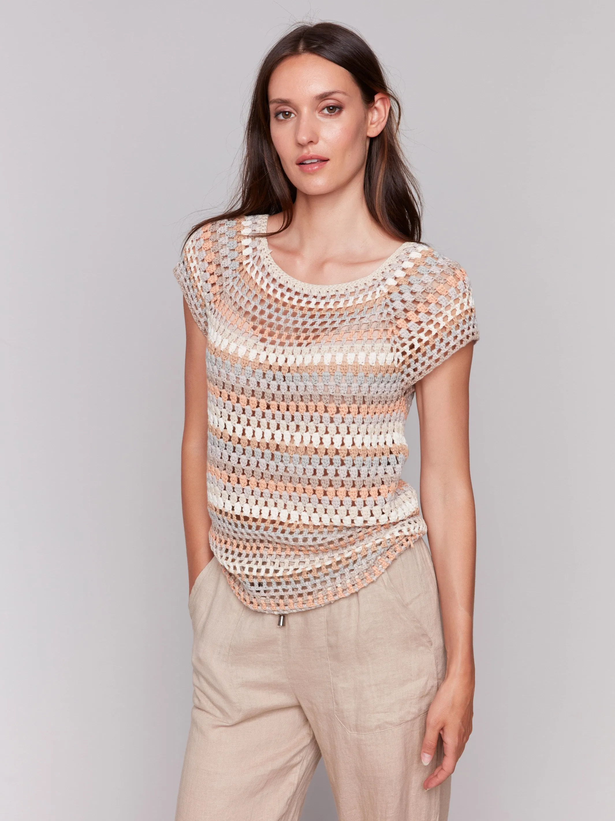 Crochet Cap Sleeve Top - Pebble sold by Charlie B product image thumbnail 5