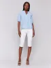 Striped Short Sleeve Popover Blouse - Denim sold by Charlie B