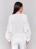 Cotton Button-Front Blouse with Embroidery - White sold by Charlie B