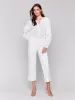 Cotton Button-Front Blouse with Embroidery - White sold by Charlie B