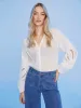 Cotton Button-Front Blouse with Embroidery - White sold by Charlie B