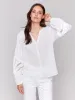 Cotton Button-Front Blouse with Embroidery - White sold by Charlie B