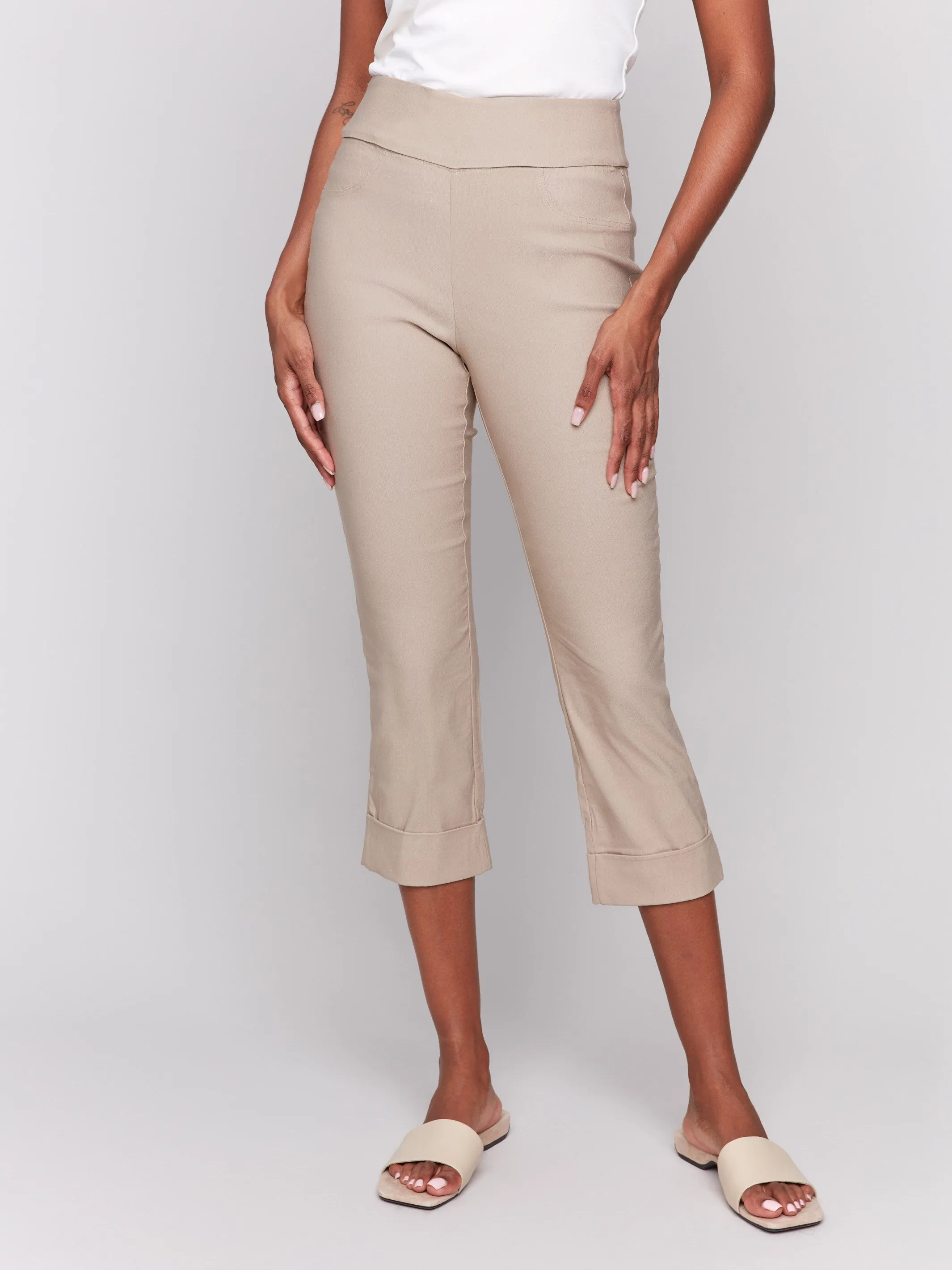 Stretch Pull-On Capri Pants - Greige sold by Charlie B product image thumbnail 2