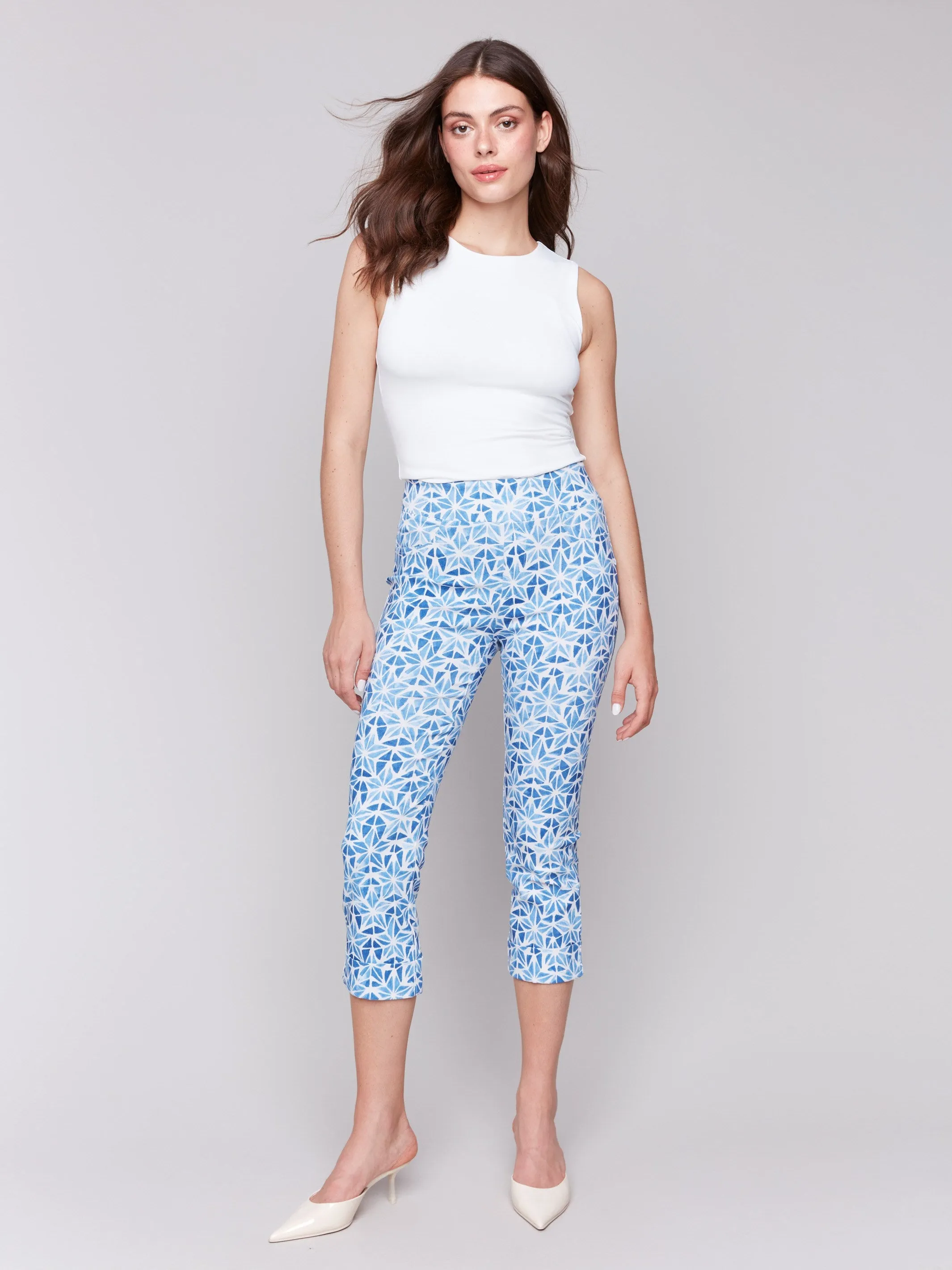 Printed Stretch Pull-On Capri Pants - Stars sold by Charlie B
