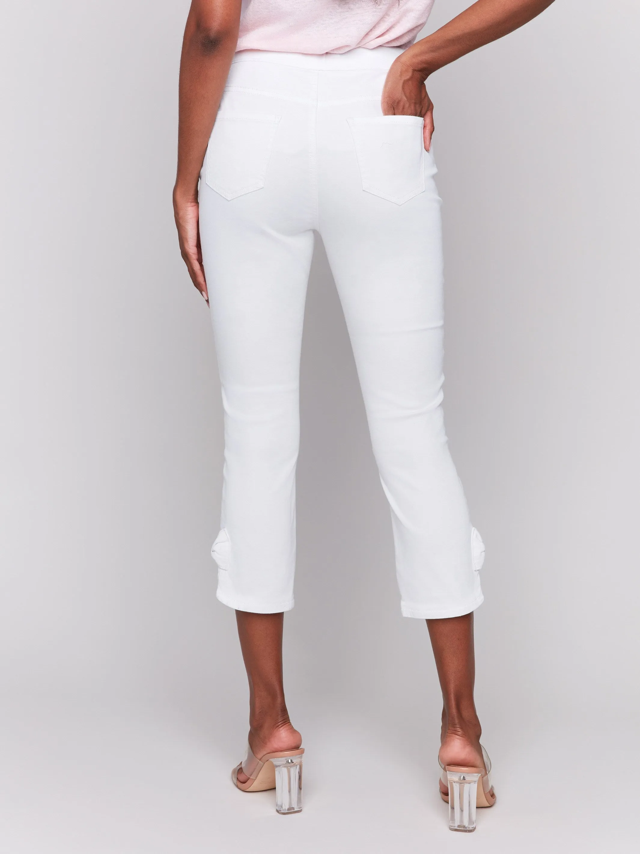 Pull-On Twill Pants with Bow Detail - White sold by Charlie B product image thumbnail 4