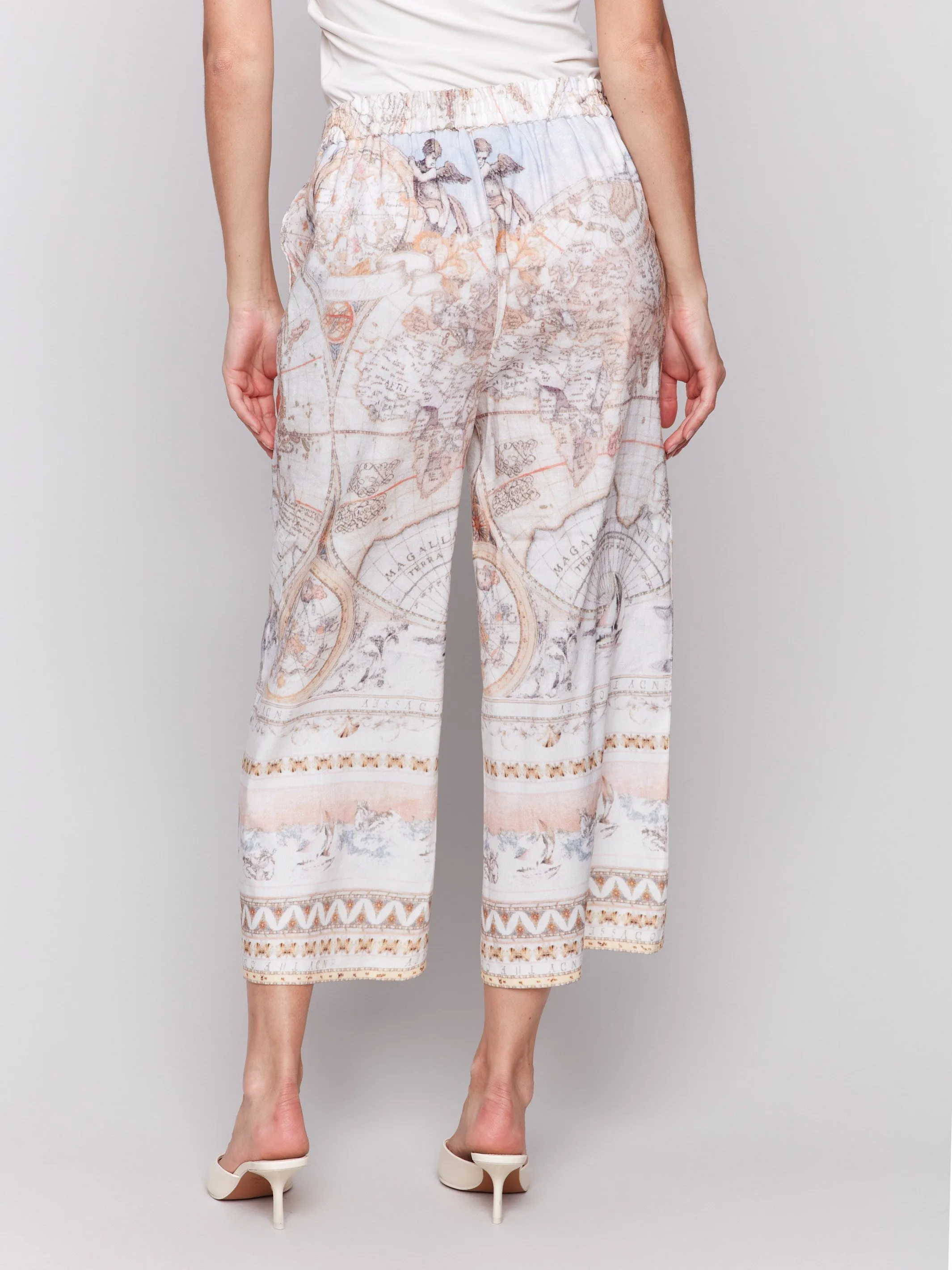 Printed Linen Blend Cropped Pull-On Pants - Atlas sold by Charlie B product image thumbnail 4