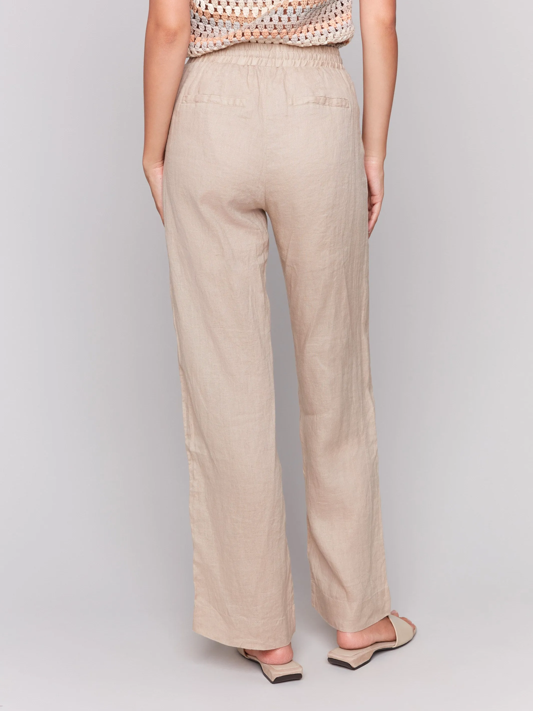 Pull-On Linen Blend Wide Leg Pants - Biscuit sold by Charlie B product image thumbnail 4