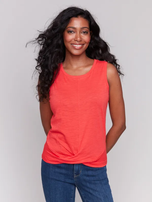 Organic Cotton Slub Tank Top with Knot Detail - Fiesta sold by Charlie B
