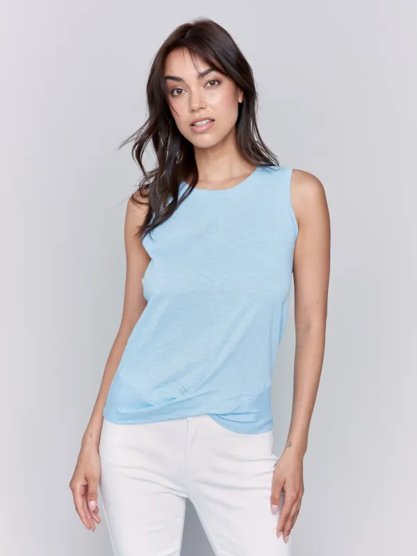 Organic Cotton Slub Tank Top with Knot Detail - Bluebell sold by Charlie B