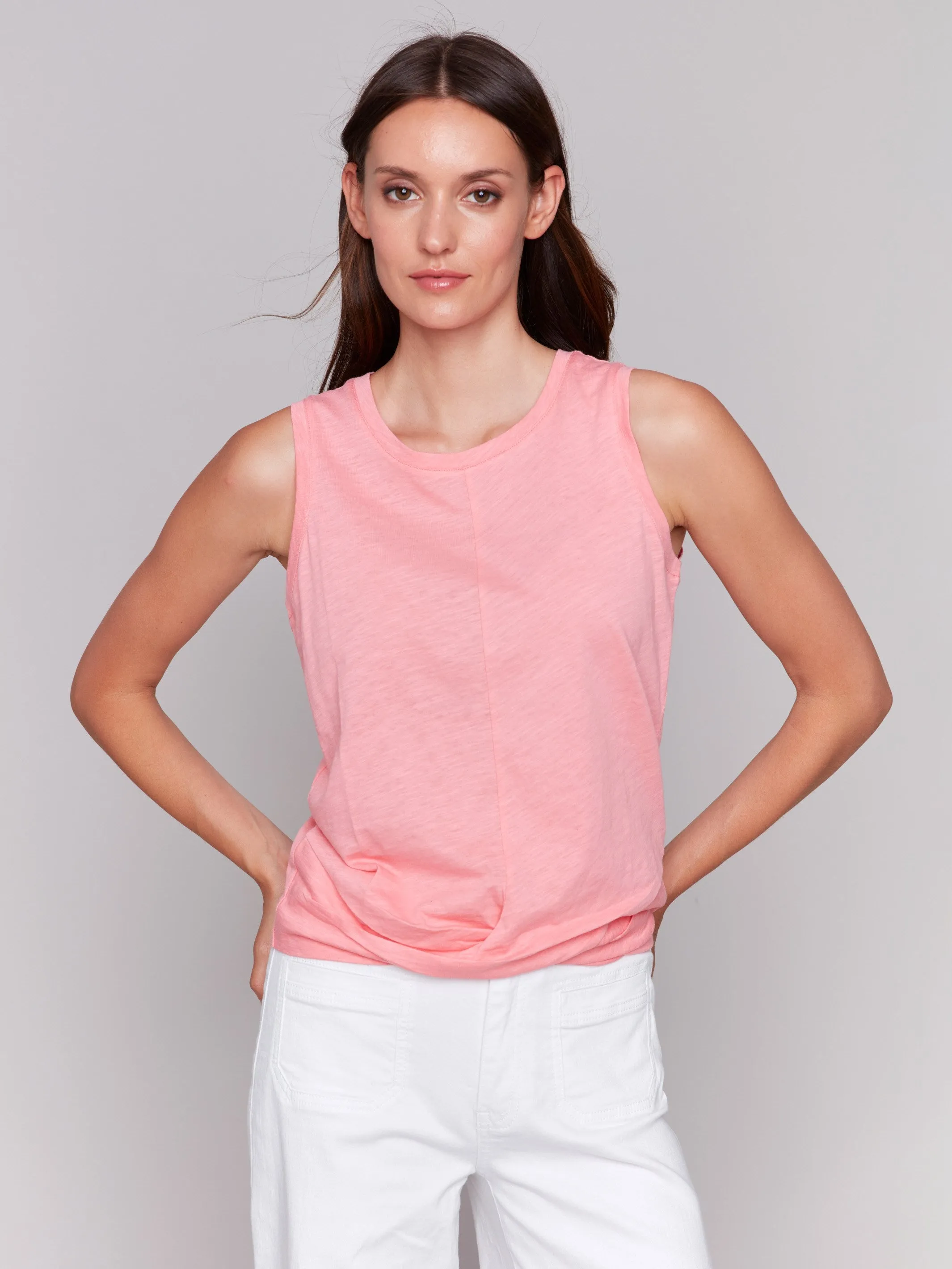 Organic Cotton Slub Tank Top with Knot Detail - Watermelon sold by Charlie B product image thumbnail 3