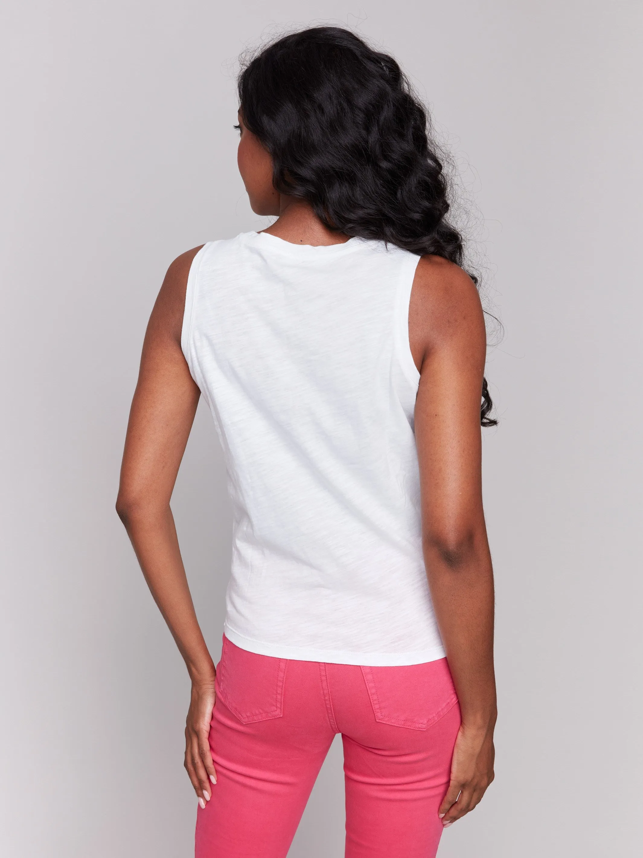 Organic Cotton Slub Tank Top with Knot Detail - White sold by Charlie B product image thumbnail 4
