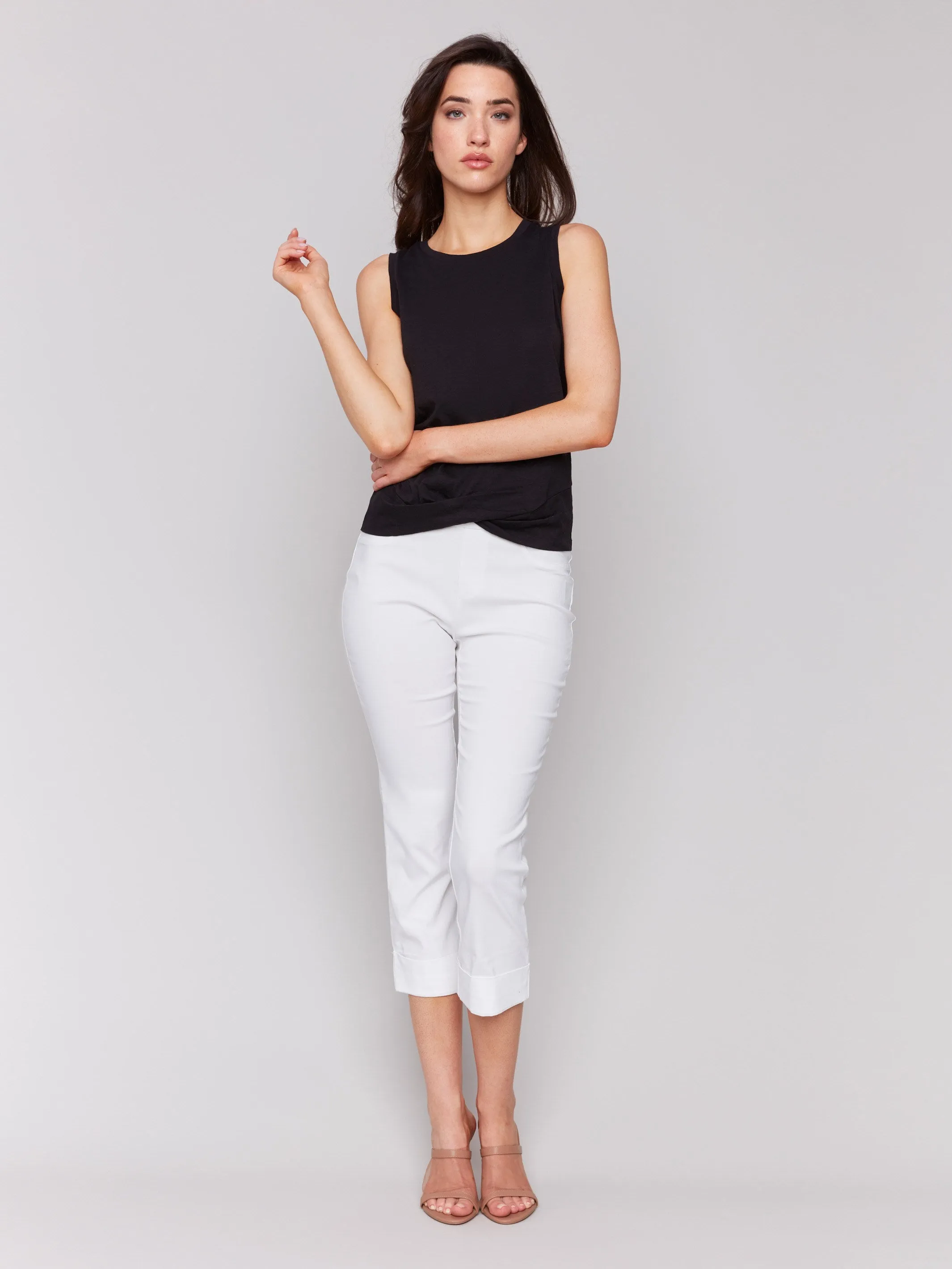 Organic Cotton Slub Tank Top with Knot Detail - Black sold by Charlie B product image thumbnail 2