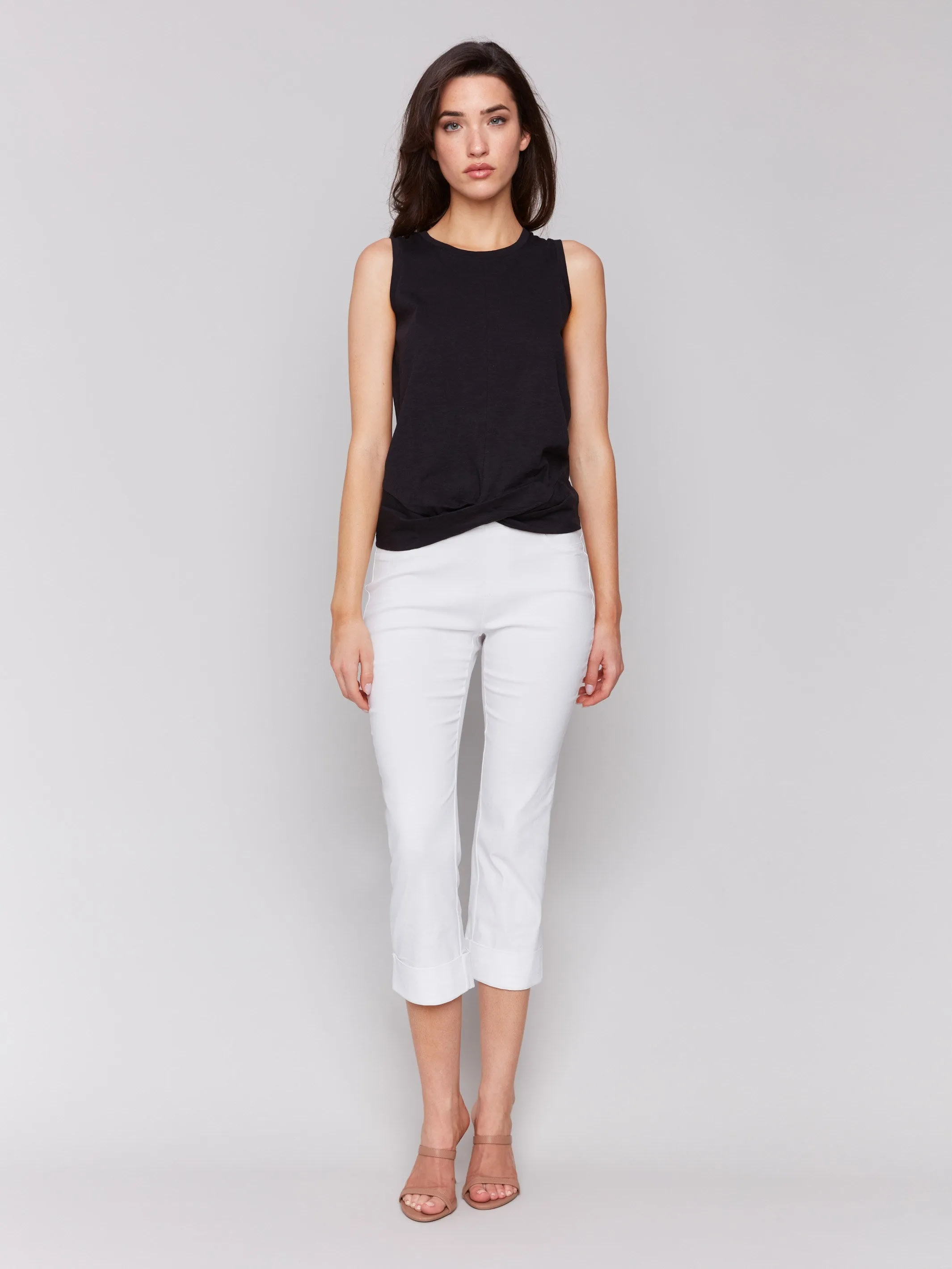 Organic Cotton Slub Tank Top with Knot Detail - Black sold by Charlie B product image thumbnail 4