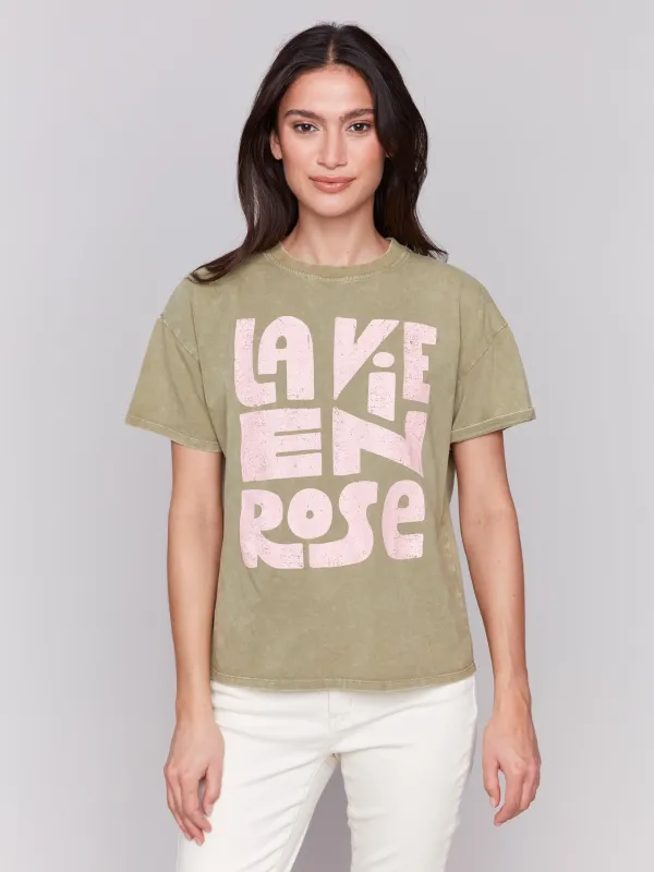 Loose Fit Graphic T-Shirt - Celadon sold by Charlie B
