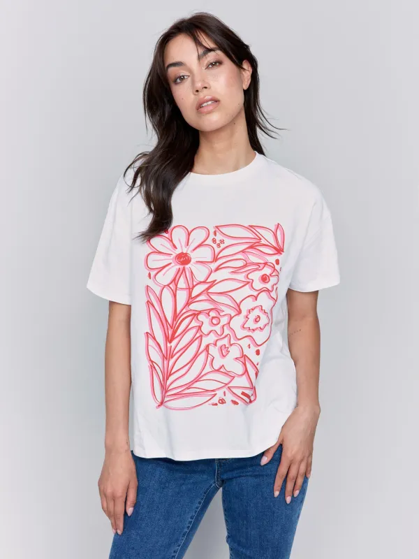 Loose Fit Graphic T-Shirt  - White sold by Charlie B
