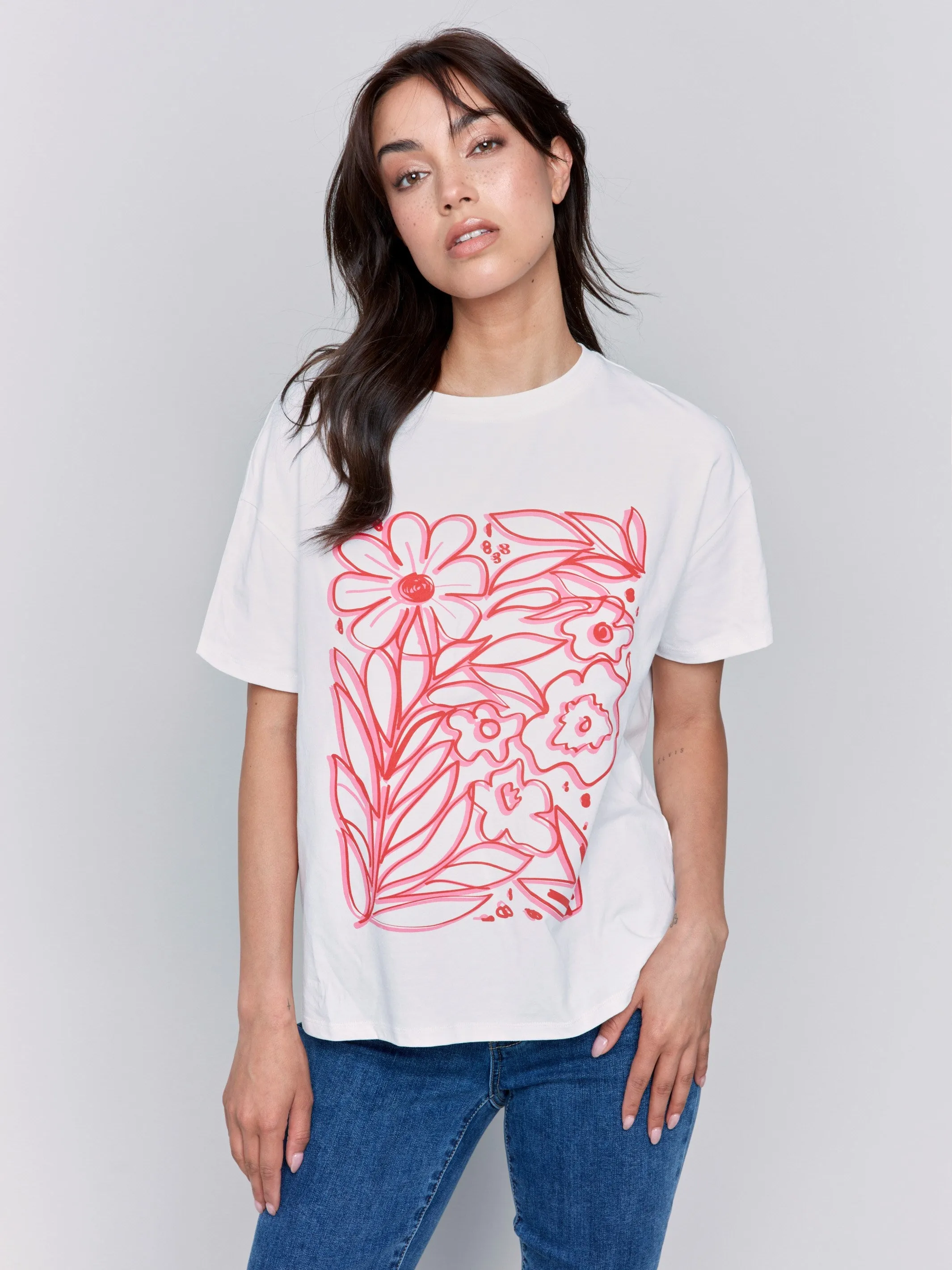 Loose Fit Graphic T-Shirt - White sold by Charlie B