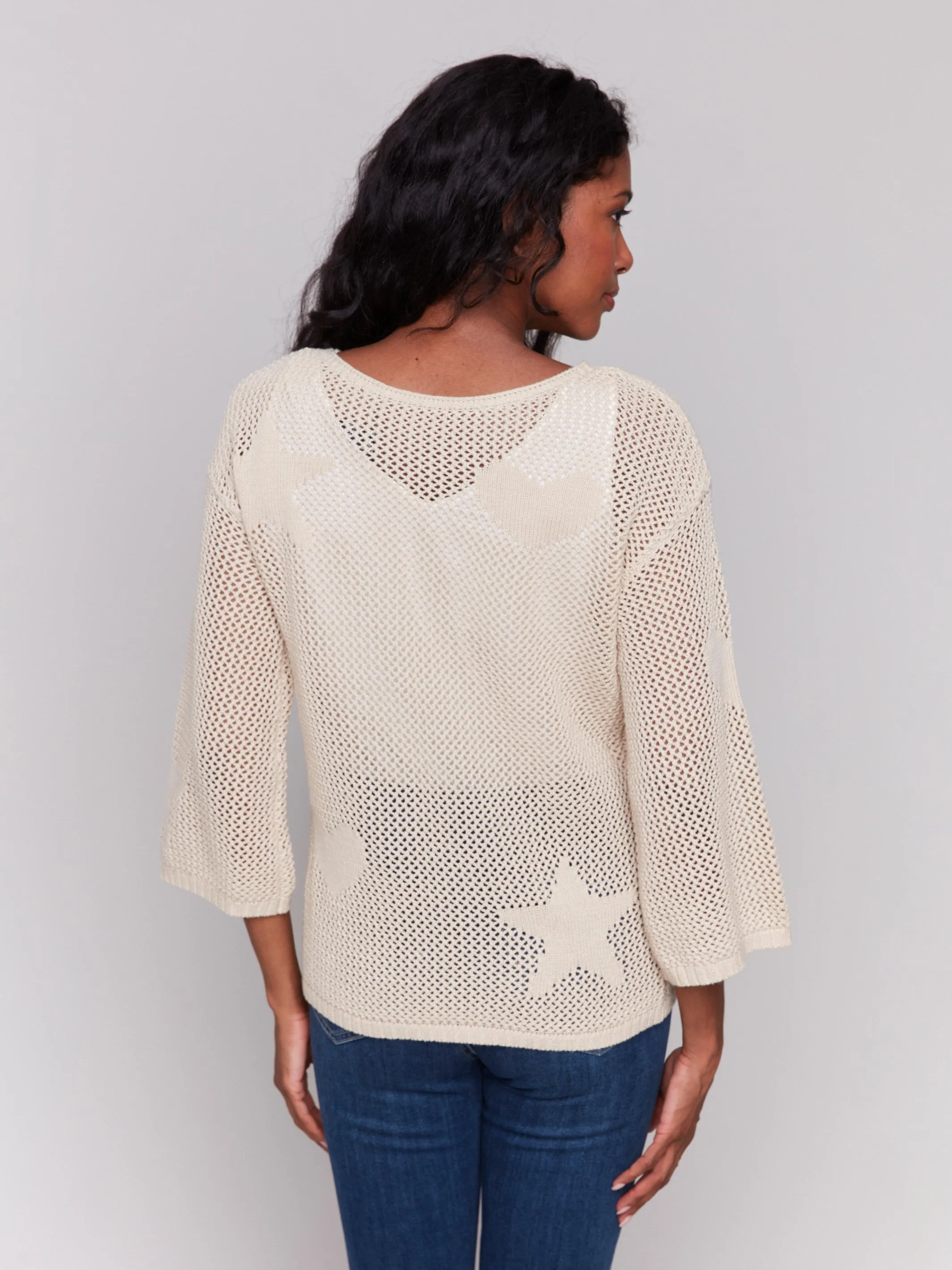 Jacquard Knit Crochet Sweater - Natural sold by Charlie B product image thumbnail 2