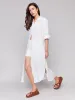 Eyelet Embroidery Cotton-Linen Tunic Dress - White sold by Charlie B