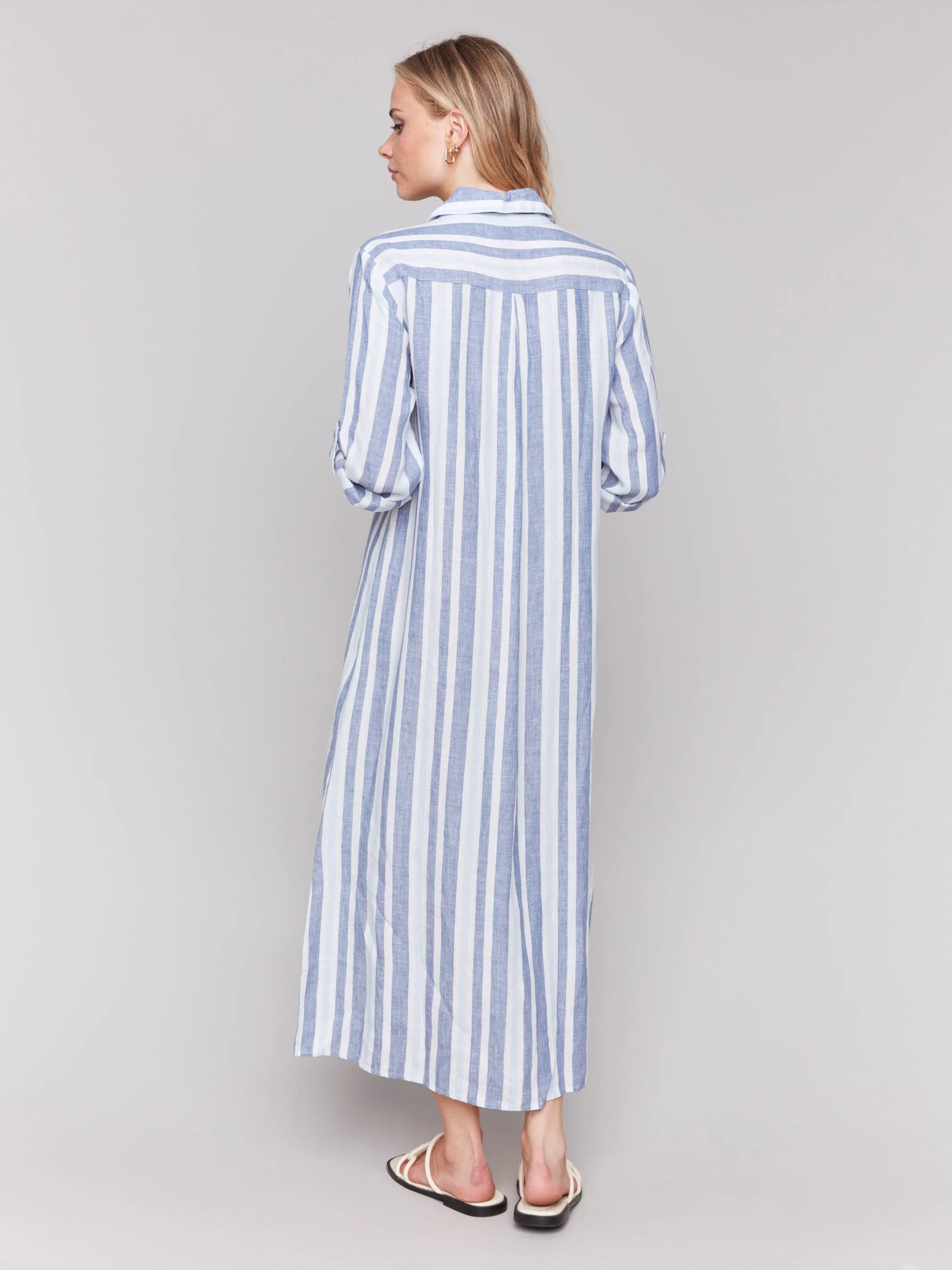 Striped Linen Blend Tunic Dress - Stripes sold by Charlie B product image thumbnail 4