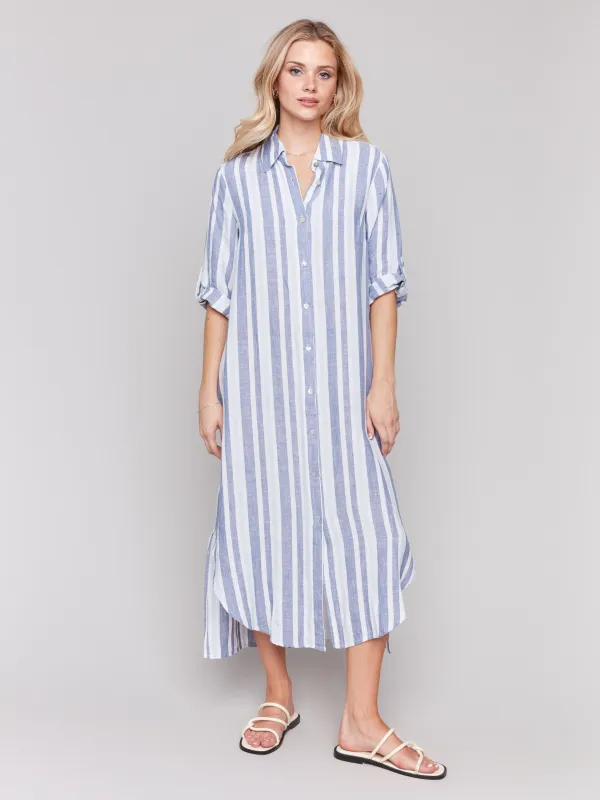 Striped Linen Blend Tunic Dress - Stripes sold by Charlie B
