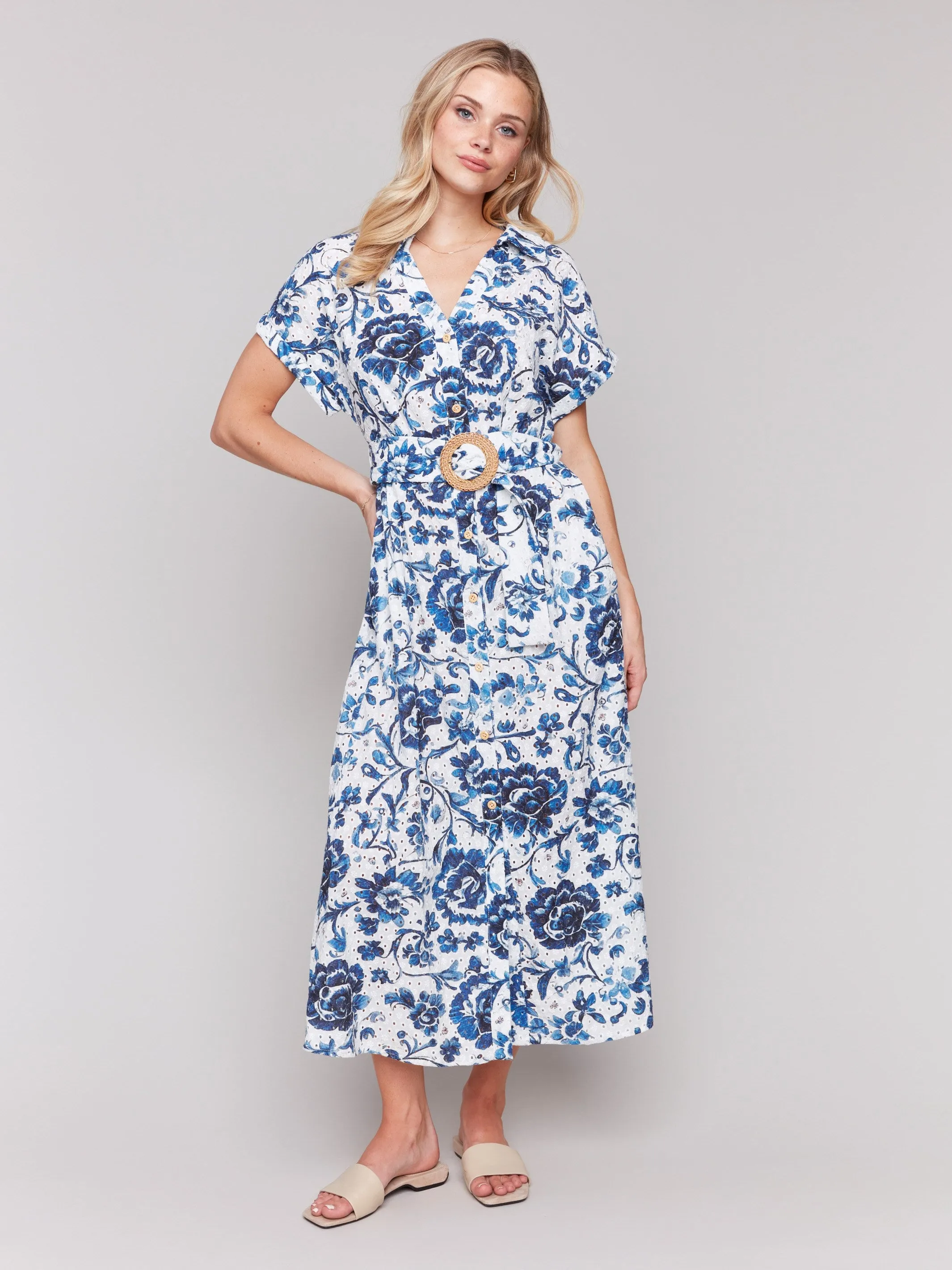 Floral Print Cotton Maxi Dress - Delphinium sold by Charlie B product image thumbnail 5