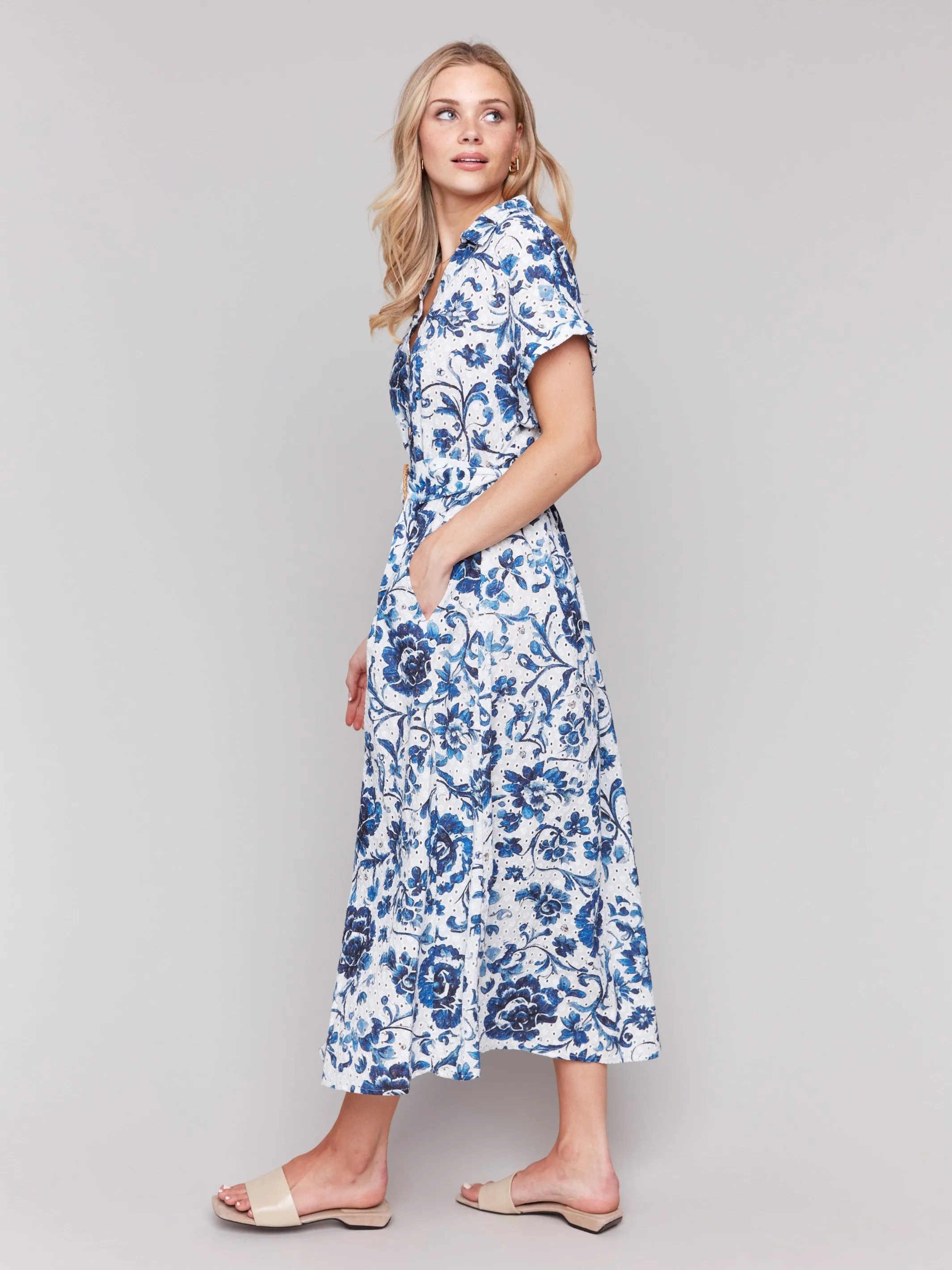 Floral Print Cotton Maxi Dress - Delphinium sold by Charlie B product image thumbnail 3