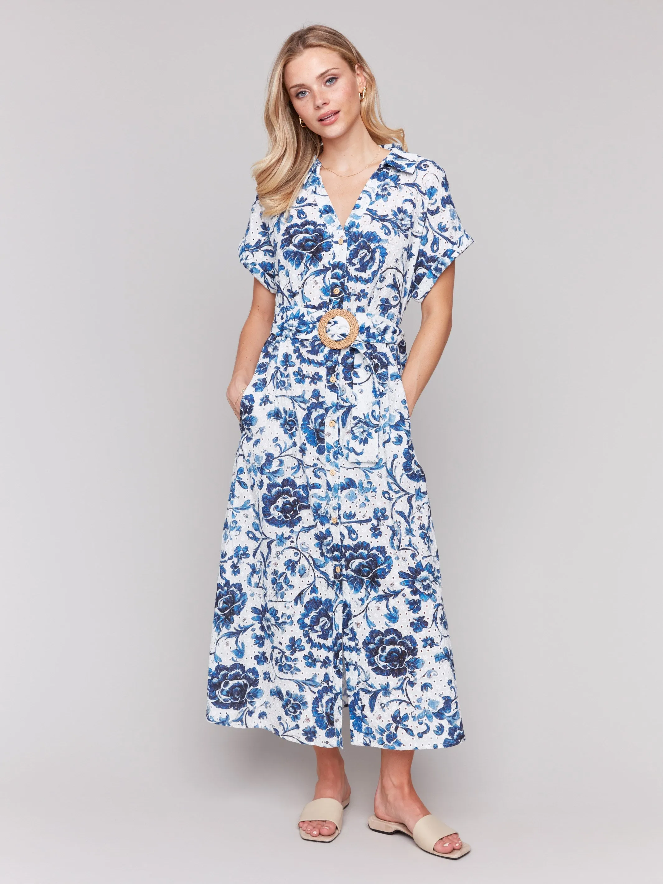 Floral Print Cotton Maxi Dress - Delphinium sold by Charlie B