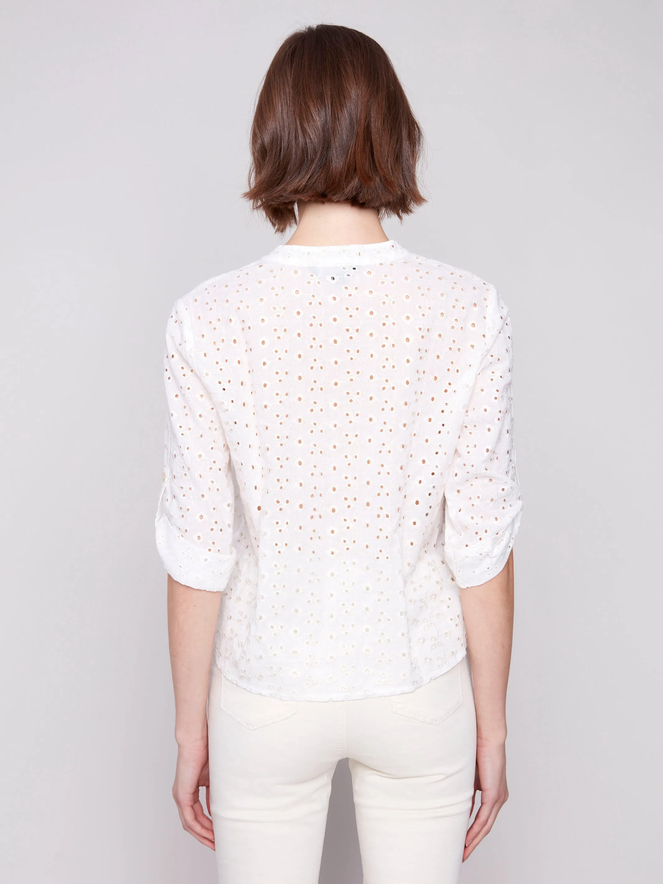Eyelet Embroidery Cotton Blouse with Front Tie - Gold sold by Charlie B product image thumbnail 4