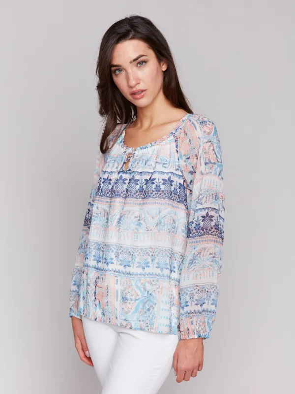 Printed Chiffon Blouse - Roots sold by Charlie B