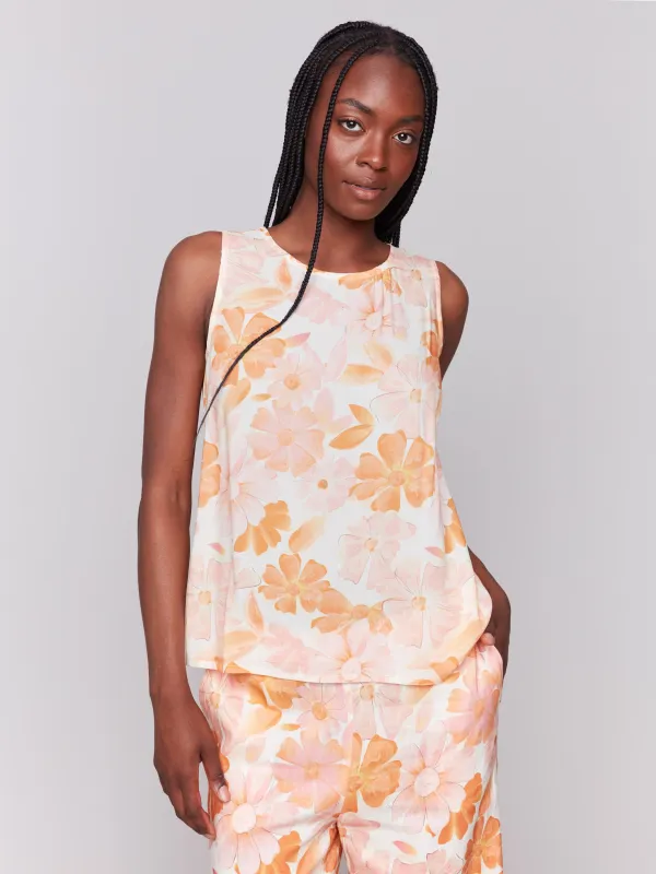 Printed Viscose Sleeveless Top - Blooming sold by Charlie B