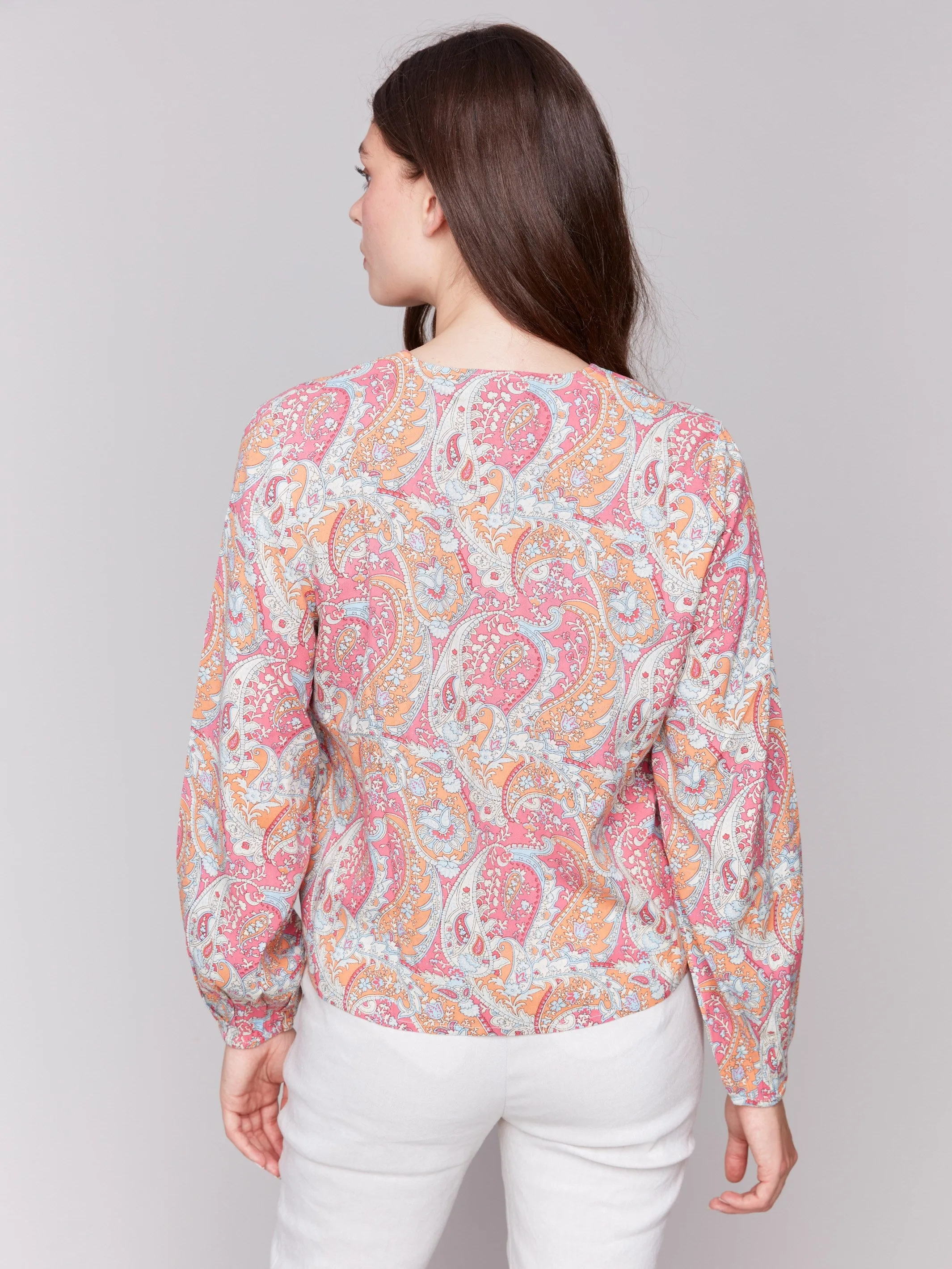 Long Sleeve Blouse with Tie - Paisley sold by Charlie B product image thumbnail 4